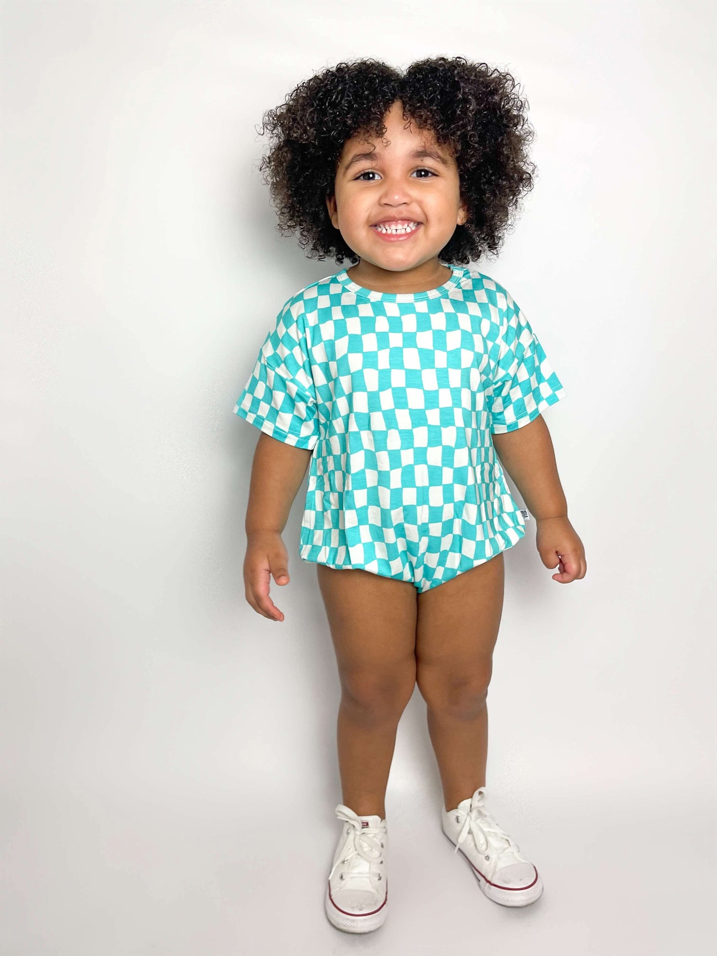 Wavy Checks Oversized Bamboo Romper