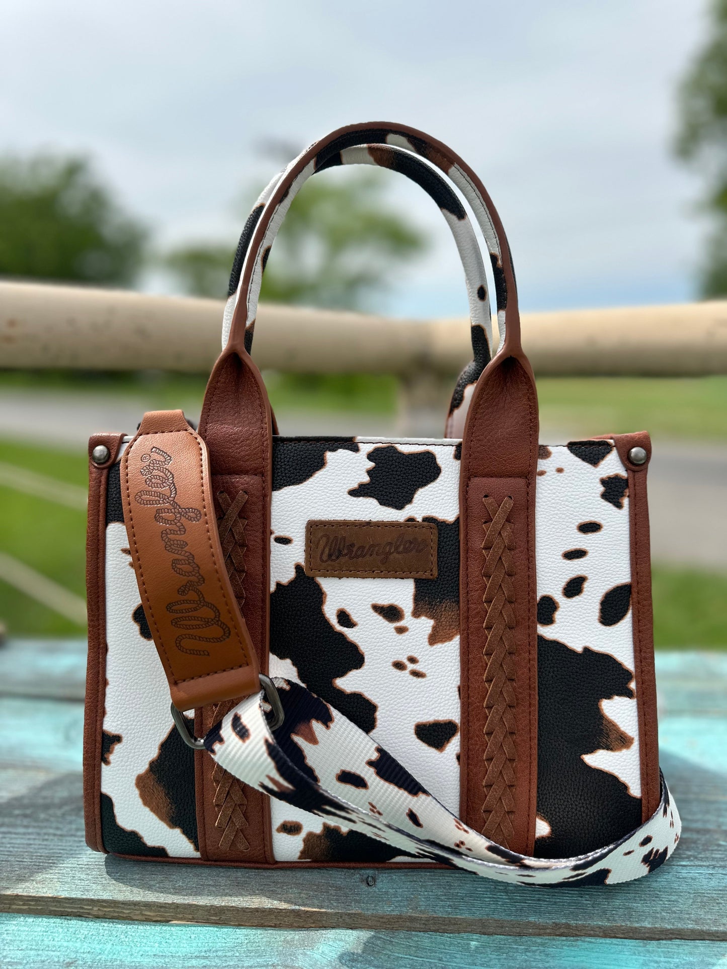 Cow Print Wrangler Cross Body Totes 2.0 (2 color options) FINAL SALE