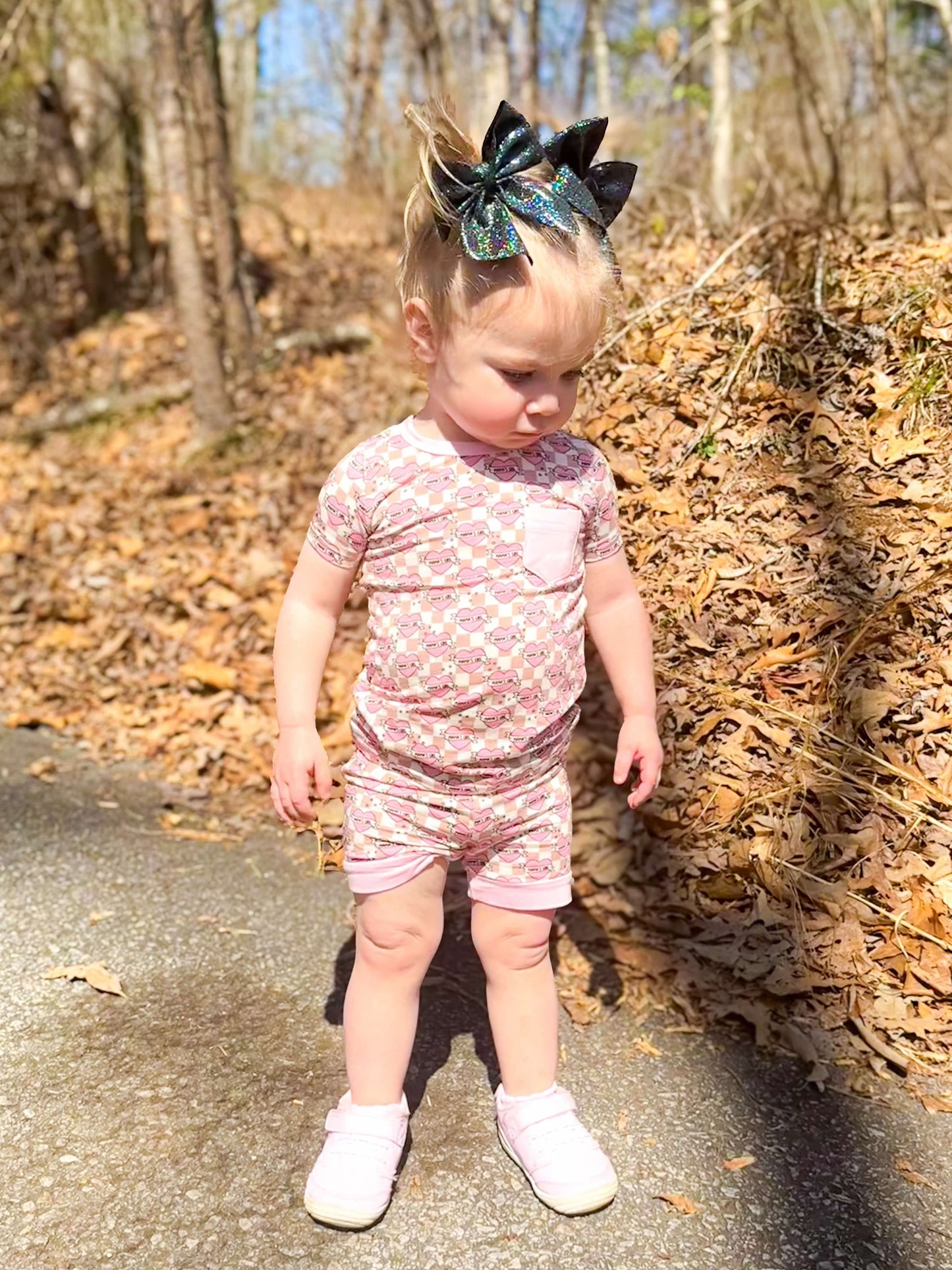 Checkered Mama's Girl Bamboo Short Set