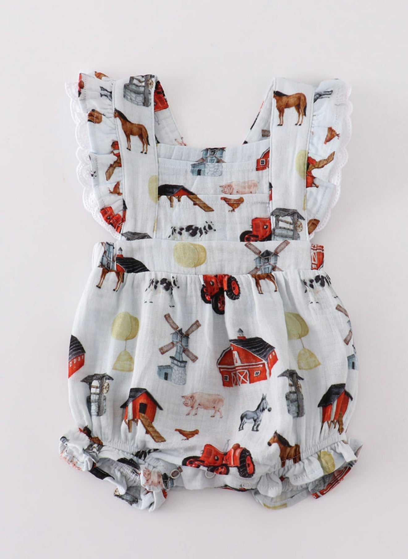 Muslin Ruffle Farm Romper