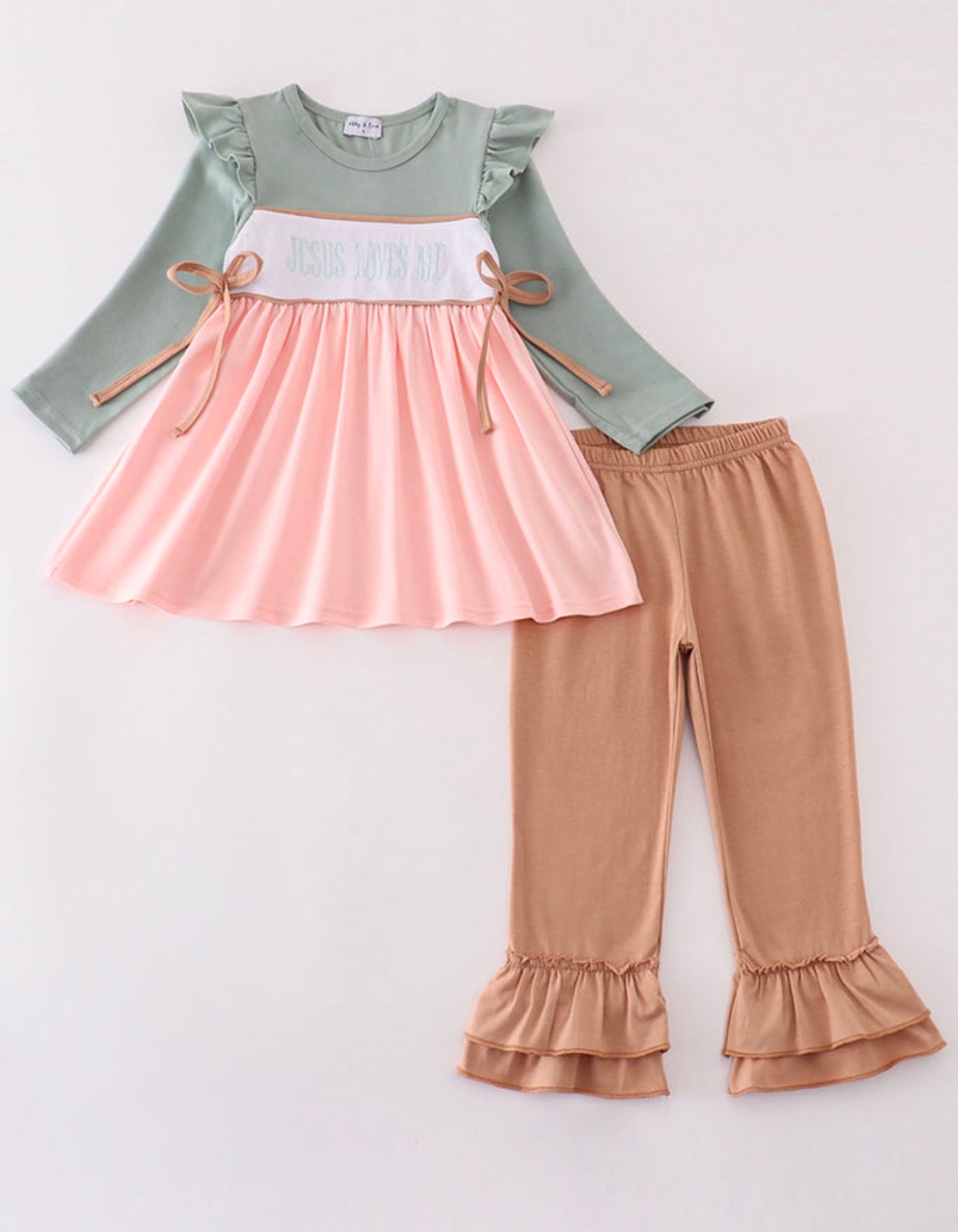 Jesus Loves Me Ruffled Smocked Set