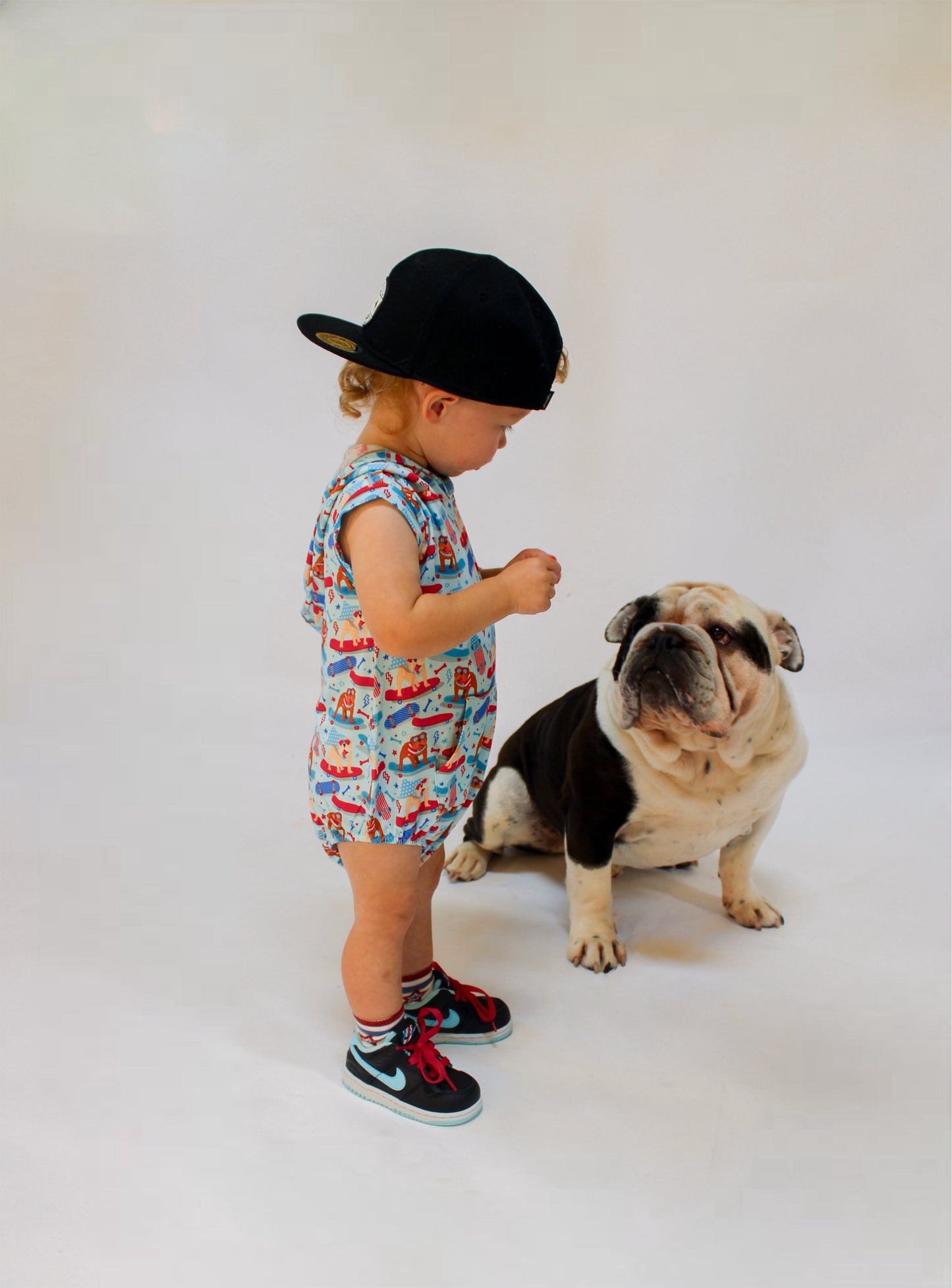 Patriotic Bulldogs Bamboo Hooded Romper