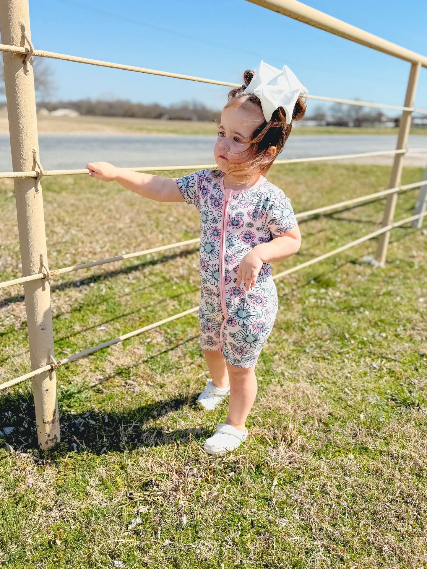 Checkered Floral Bamboo Shortie Romper