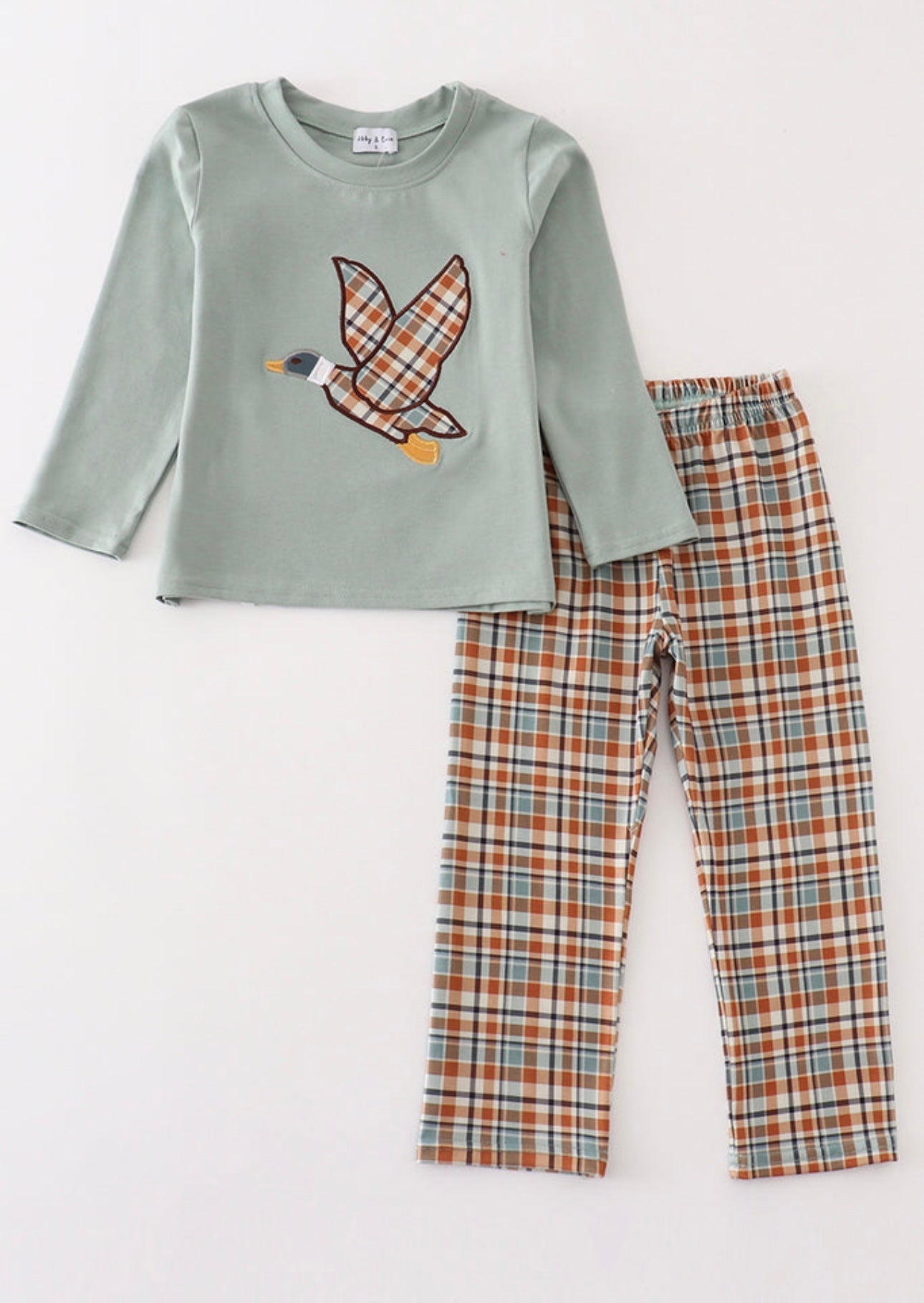 Sage Duck Boys Smocked Set