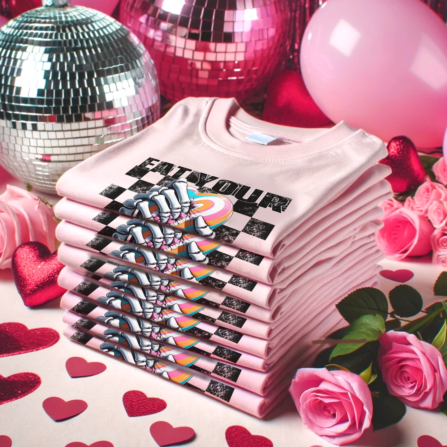 Eat Your Heart Out Distressed Checkered T-Shirt or Sweatshirt