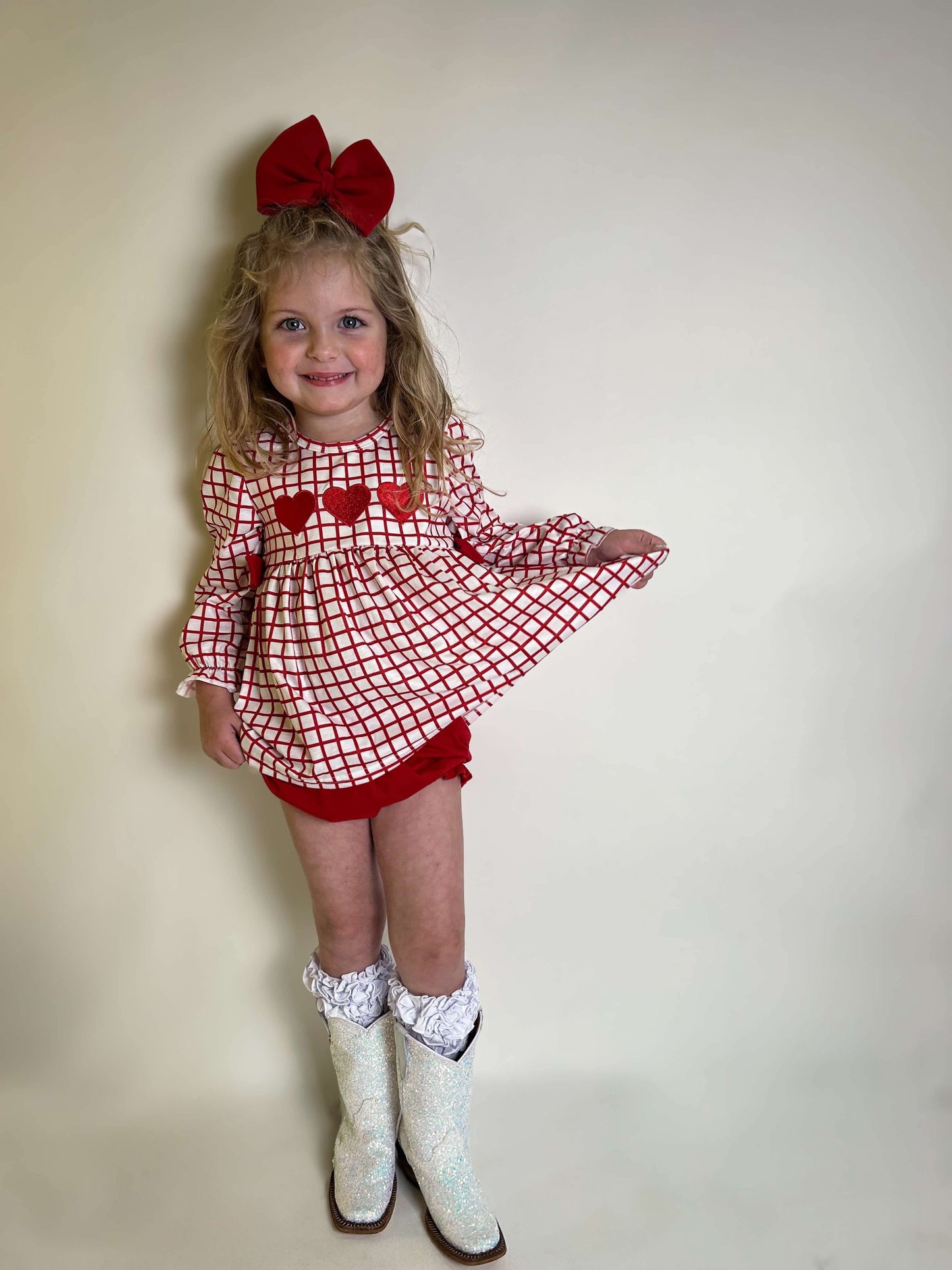 Girls Plaid Valentines Smocked Girls Set (FINAL SALE)
