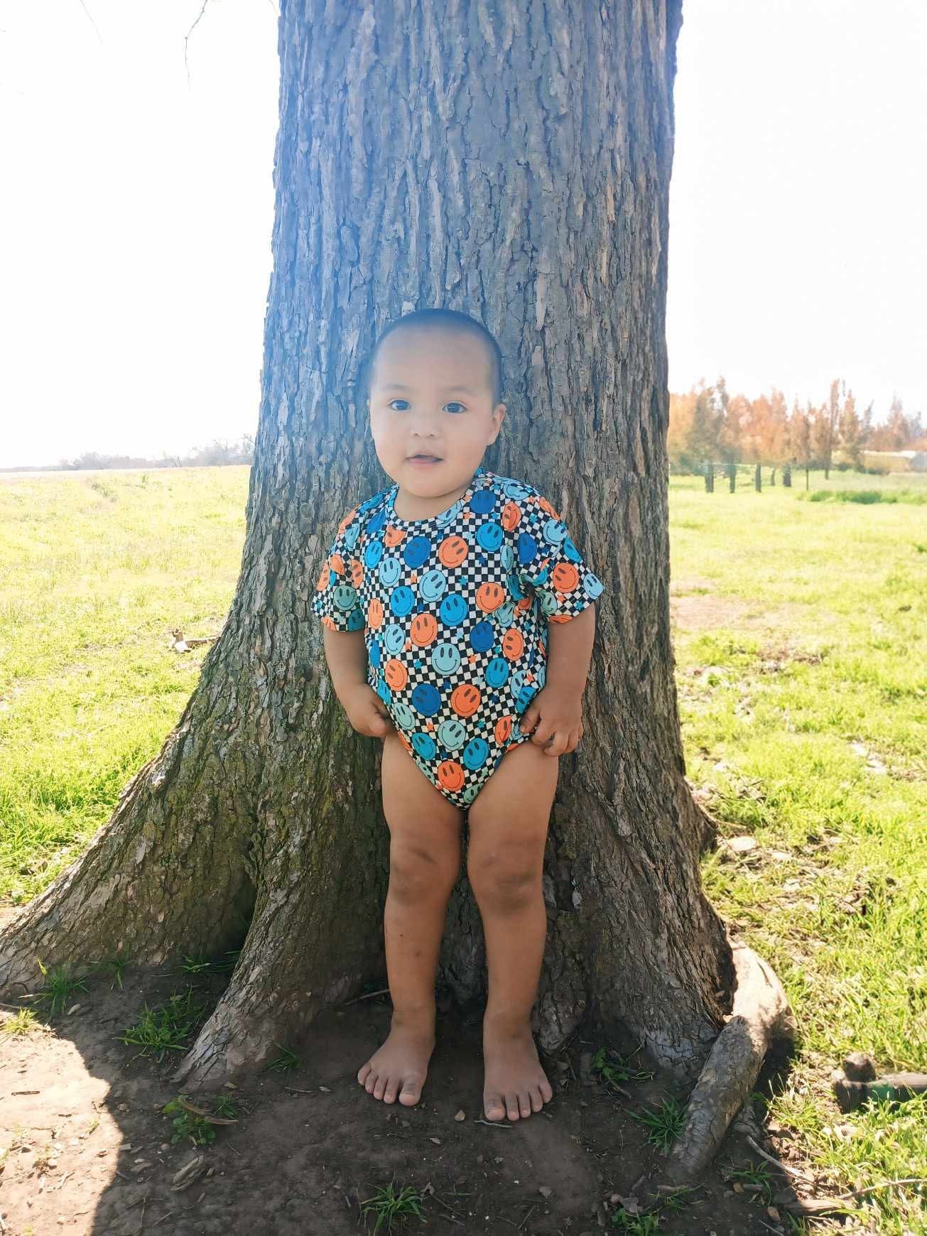 Happy Checks Oversized Bamboo Romper