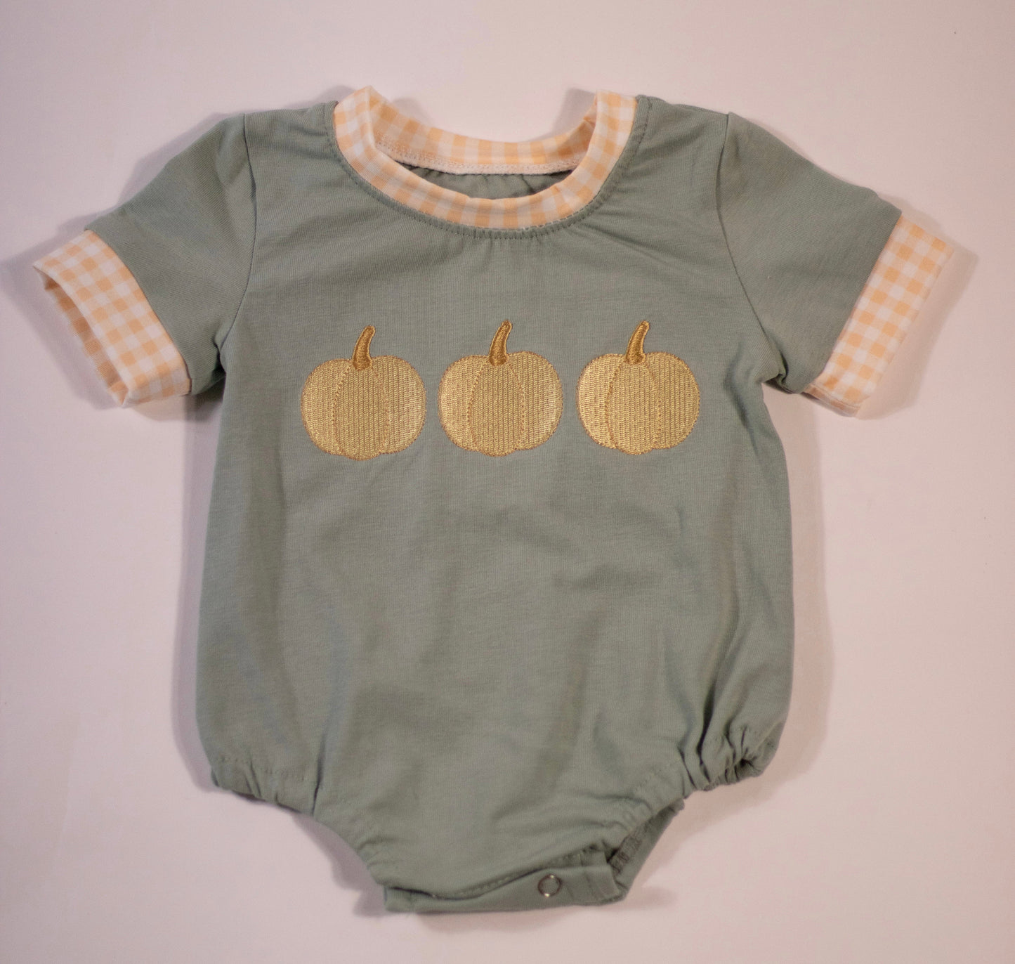 Sage Pumpkin Smocked Bubble Romper (FINAL SALE)