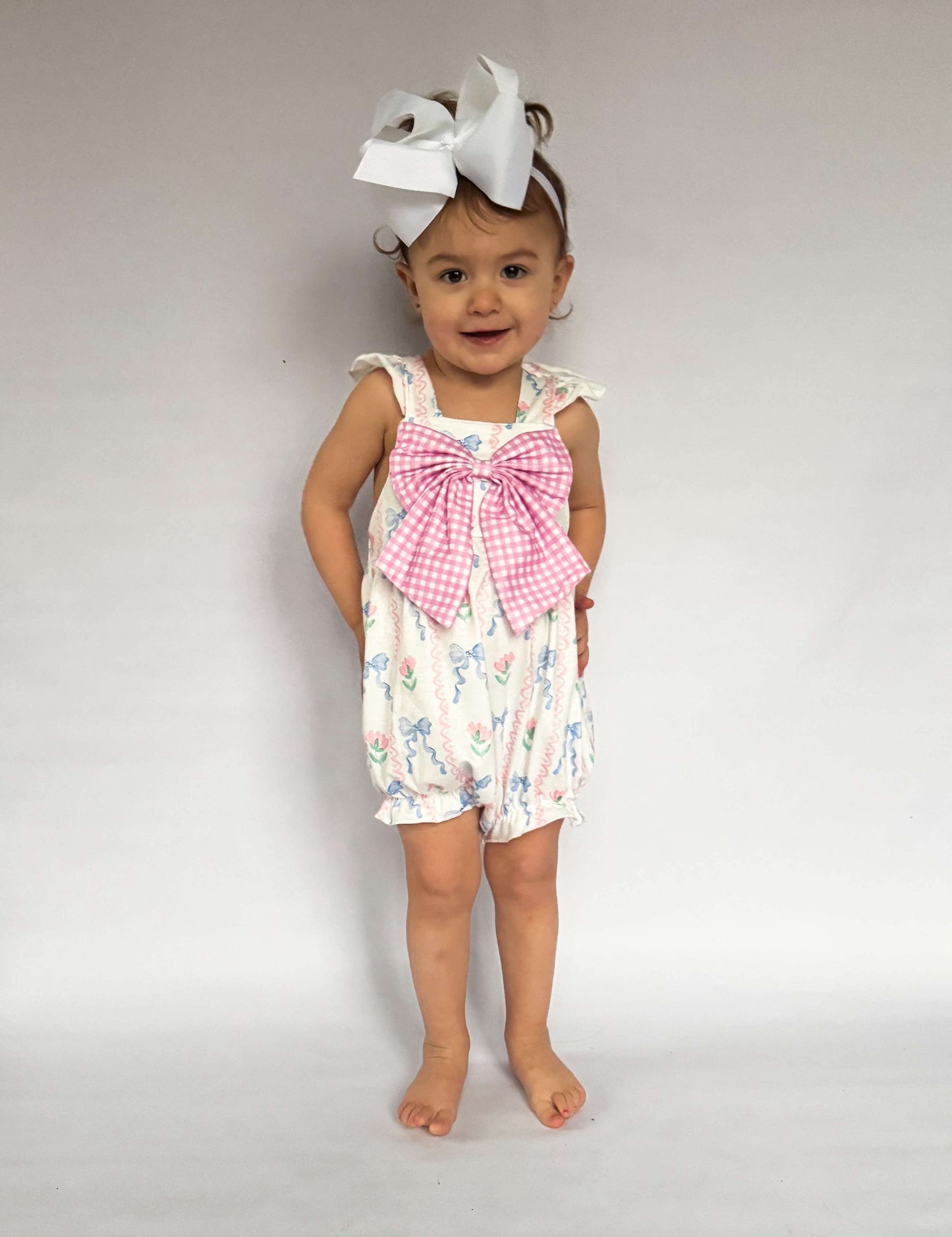 Floral Bow Bubble Romper