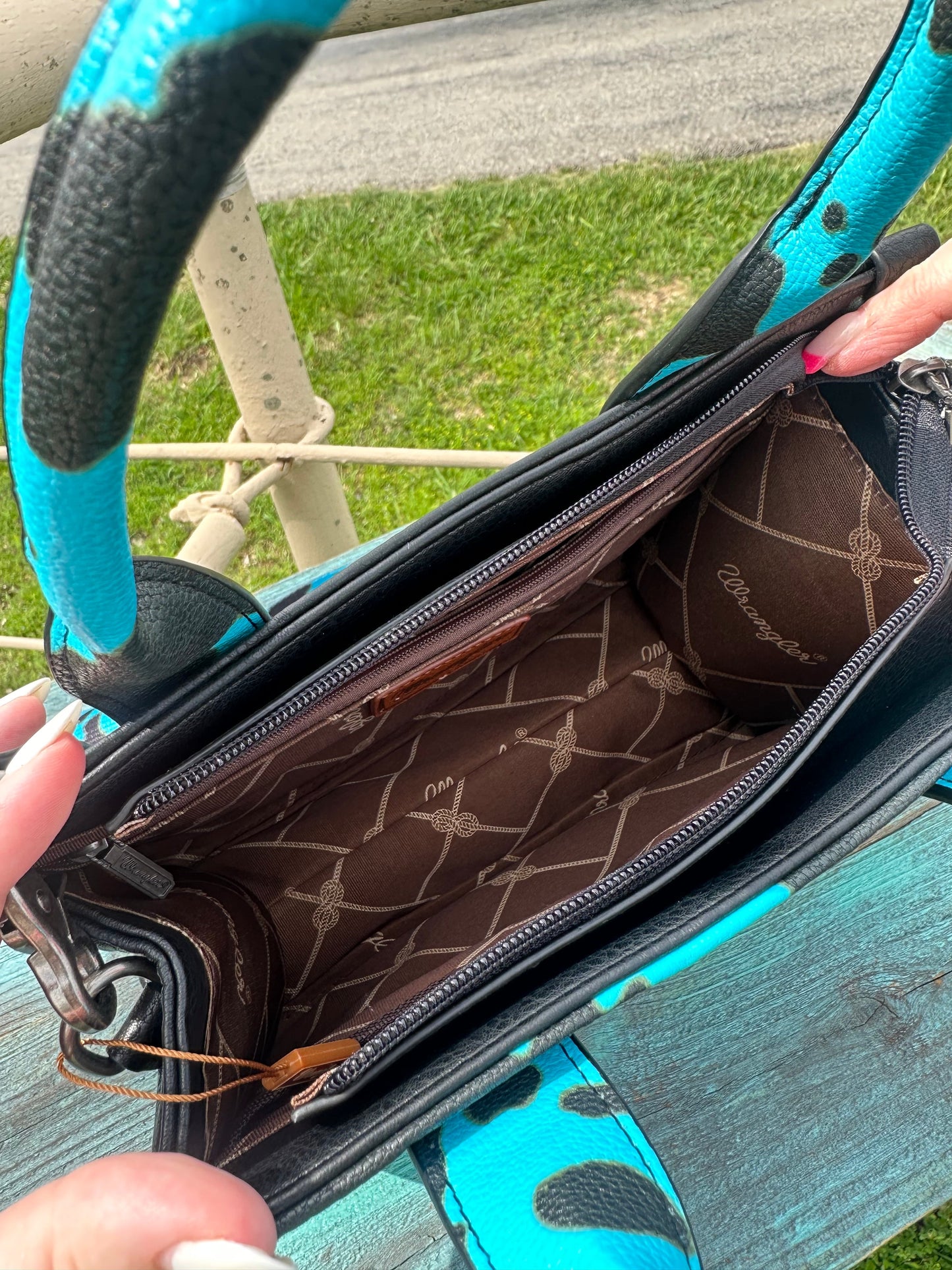 Cow Print Wrangler Cross Body Totes 2.0 (2 color options) FINAL SALE