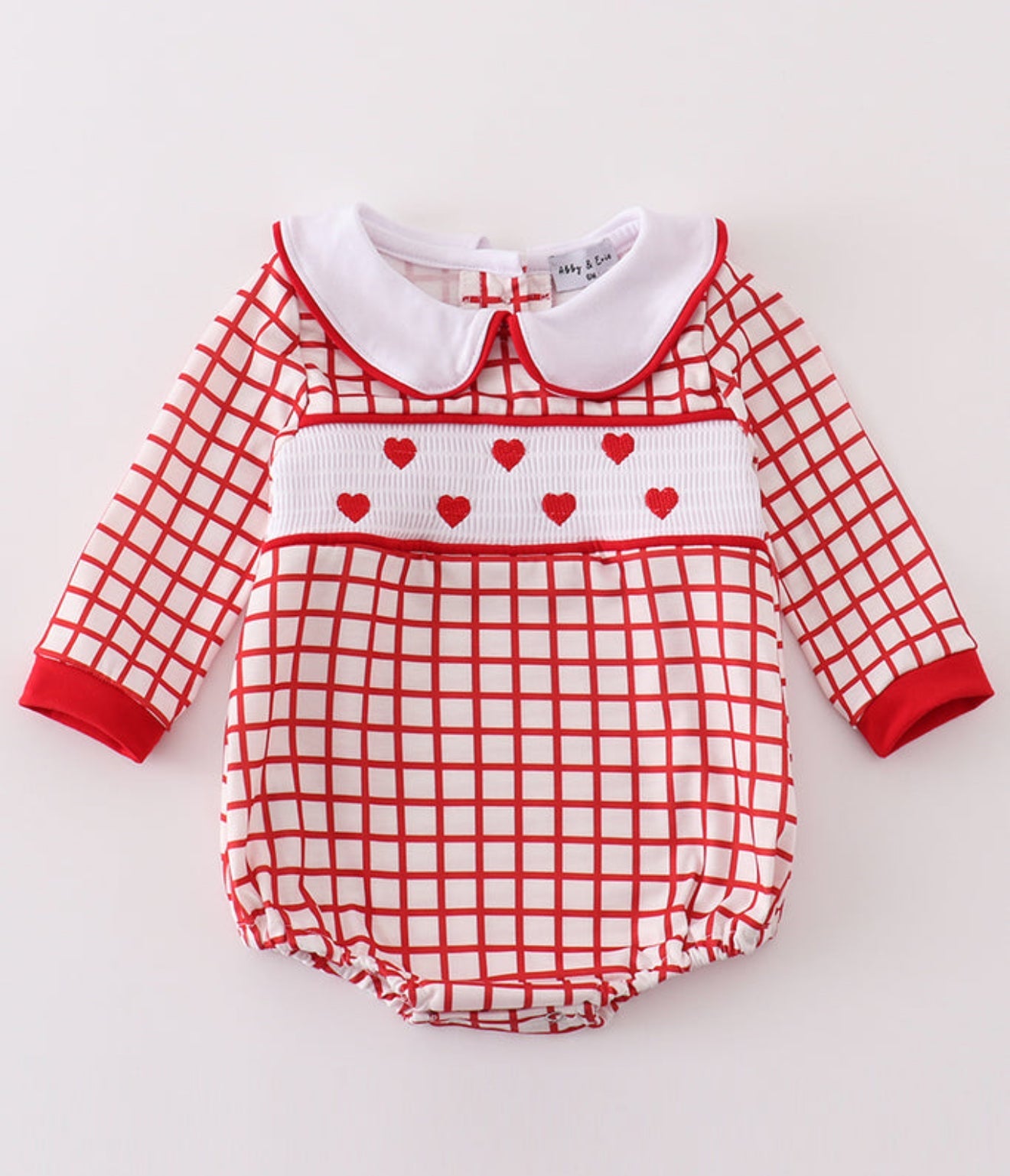 Plaid Valentines Smocked Bubble Romper (FINAL SALE)