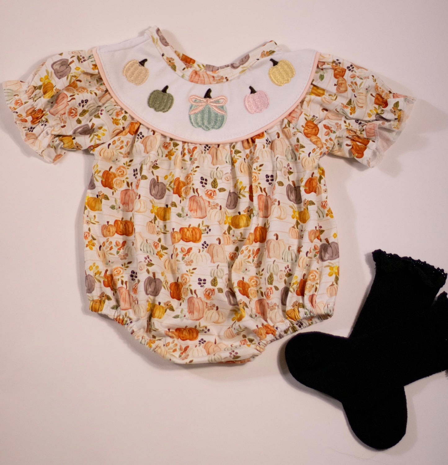 Pumpkin Smocked Bubble Romper (FINAL SALE)