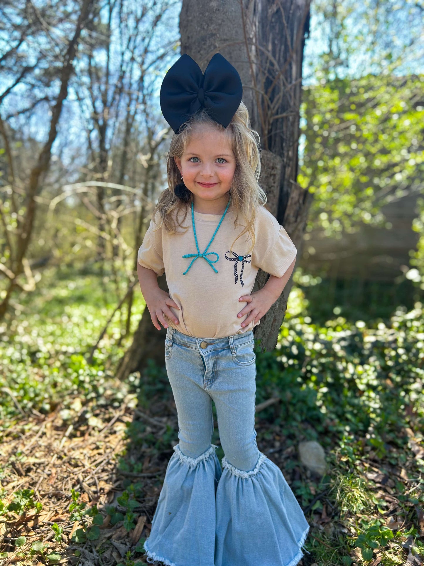 Turquoise Beaded Bow Necklace