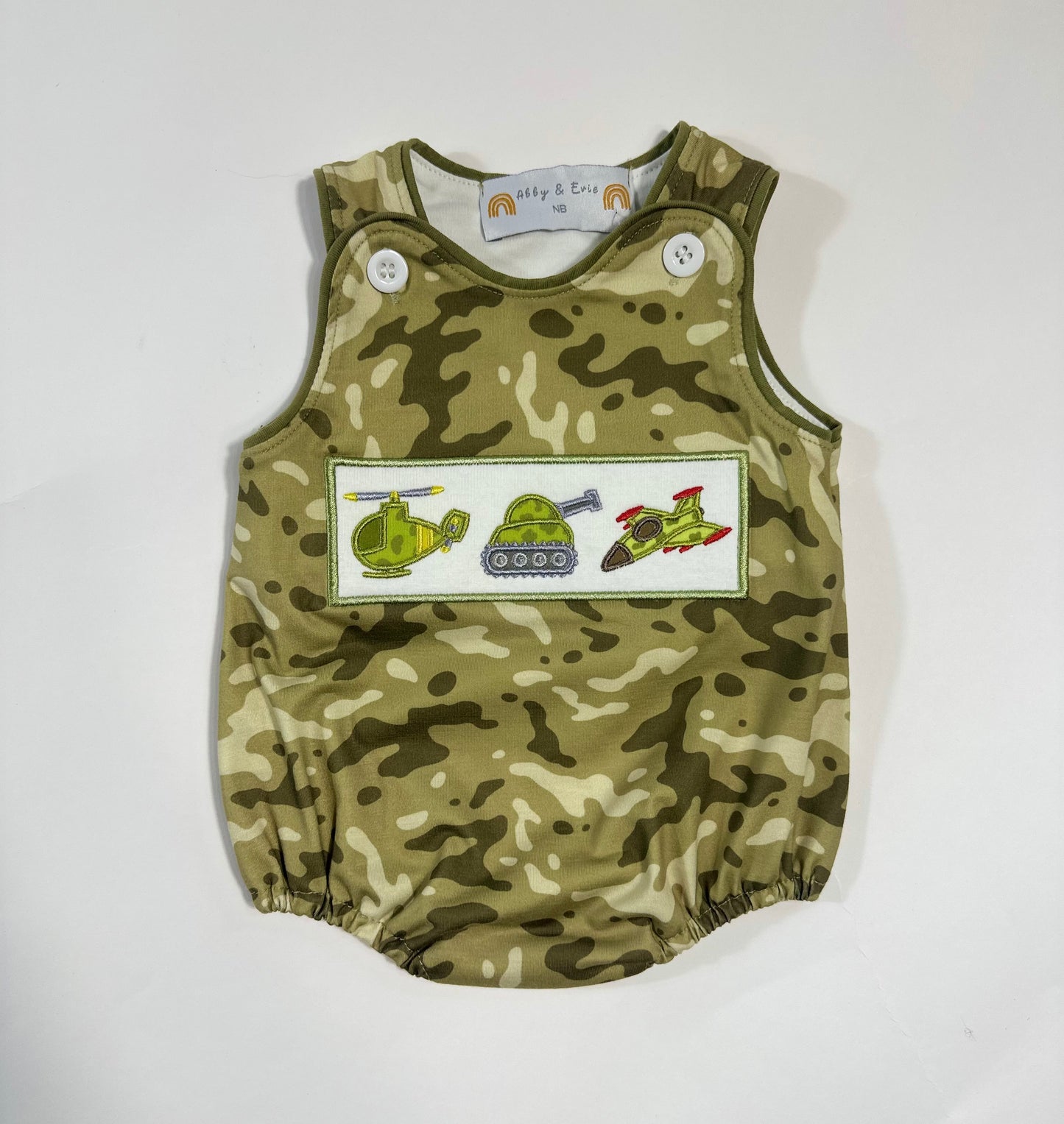 3 Month Camo Helicopter Smocked Bubble Romper (FINAL SALE)
