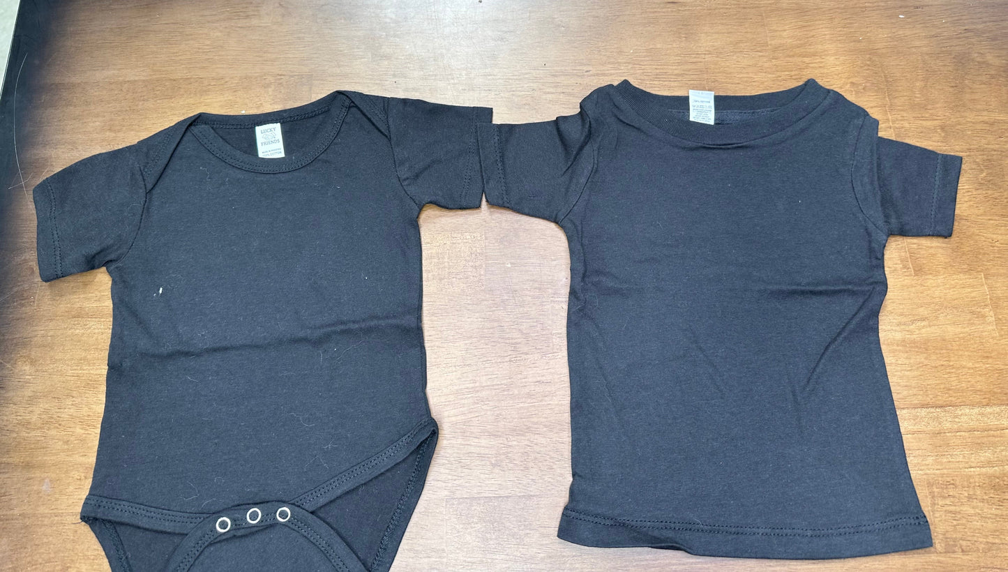 9/12 Months Black BLANK Bodysuit/T-shirts(FINAL SALE)