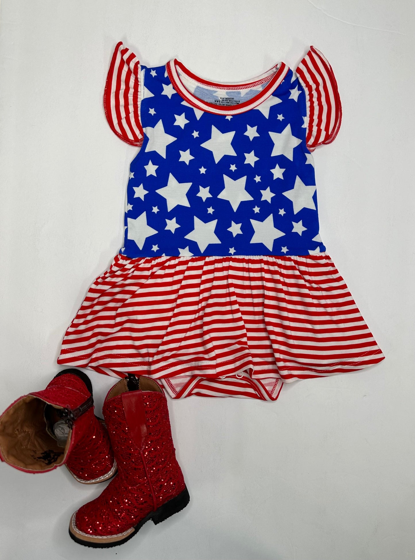 Star Spangled Cutie Bamboo Skirted Romper