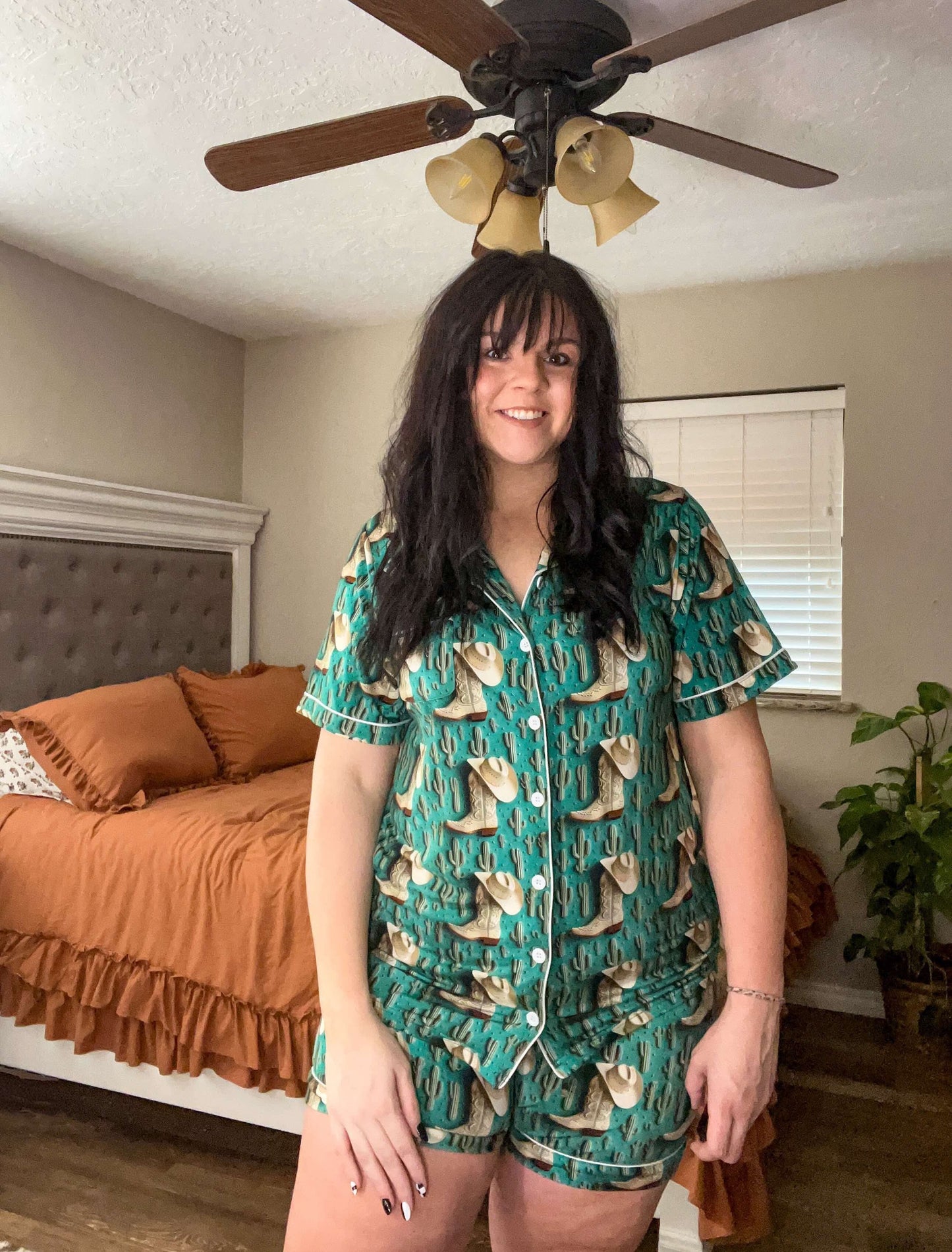 Western Womens Bamboo Button Up PJ Set