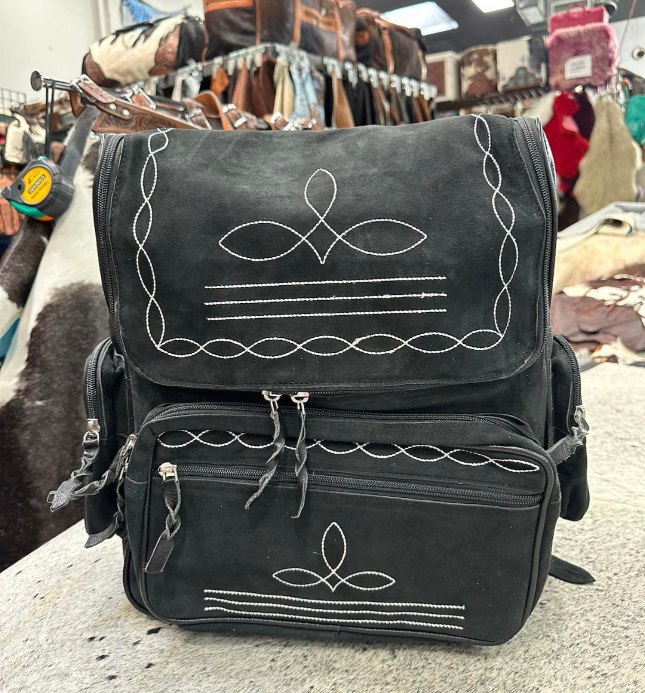Boot Stitch Suede Backpacks