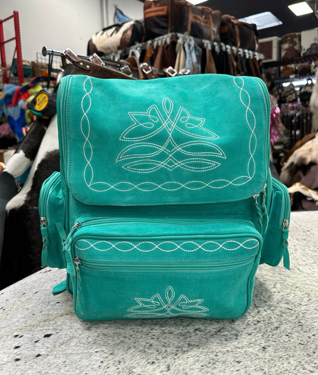Boot Stitch Suede Backpacks