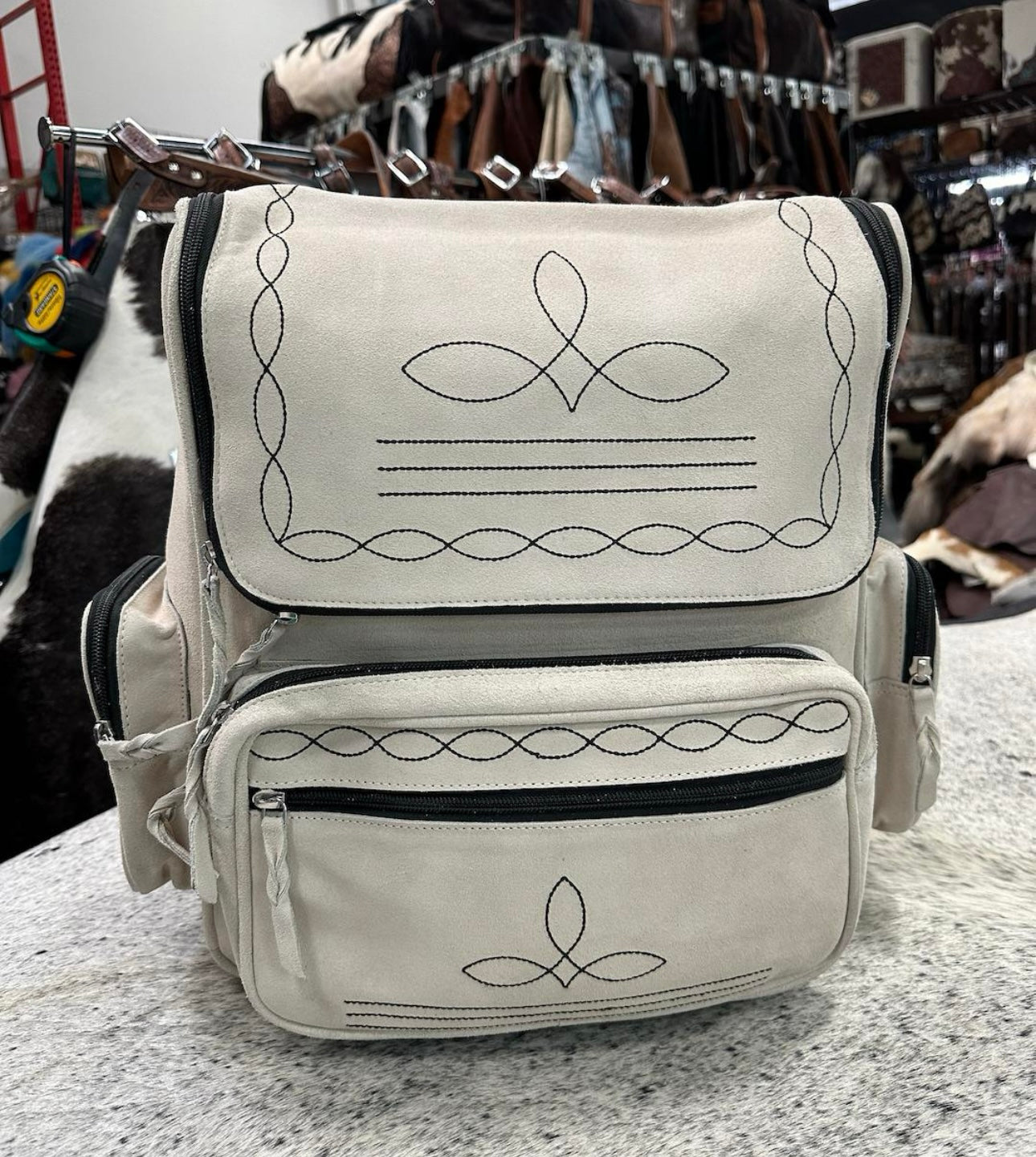 Boot Stitch Suede Backpacks