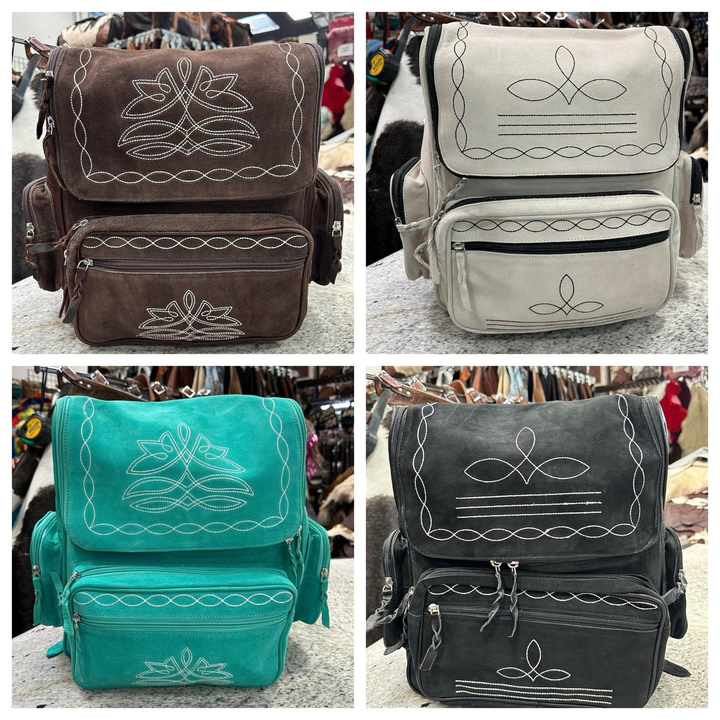Boot Stitch Suede Backpacks
