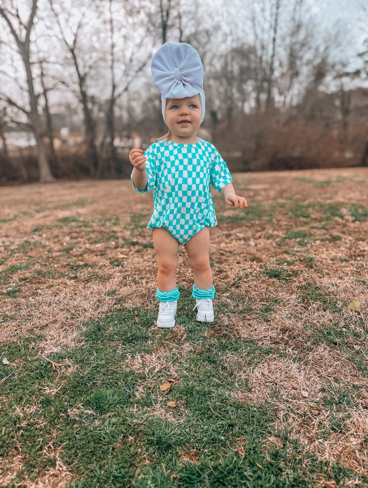 Wavy Checks Oversized Bamboo Romper