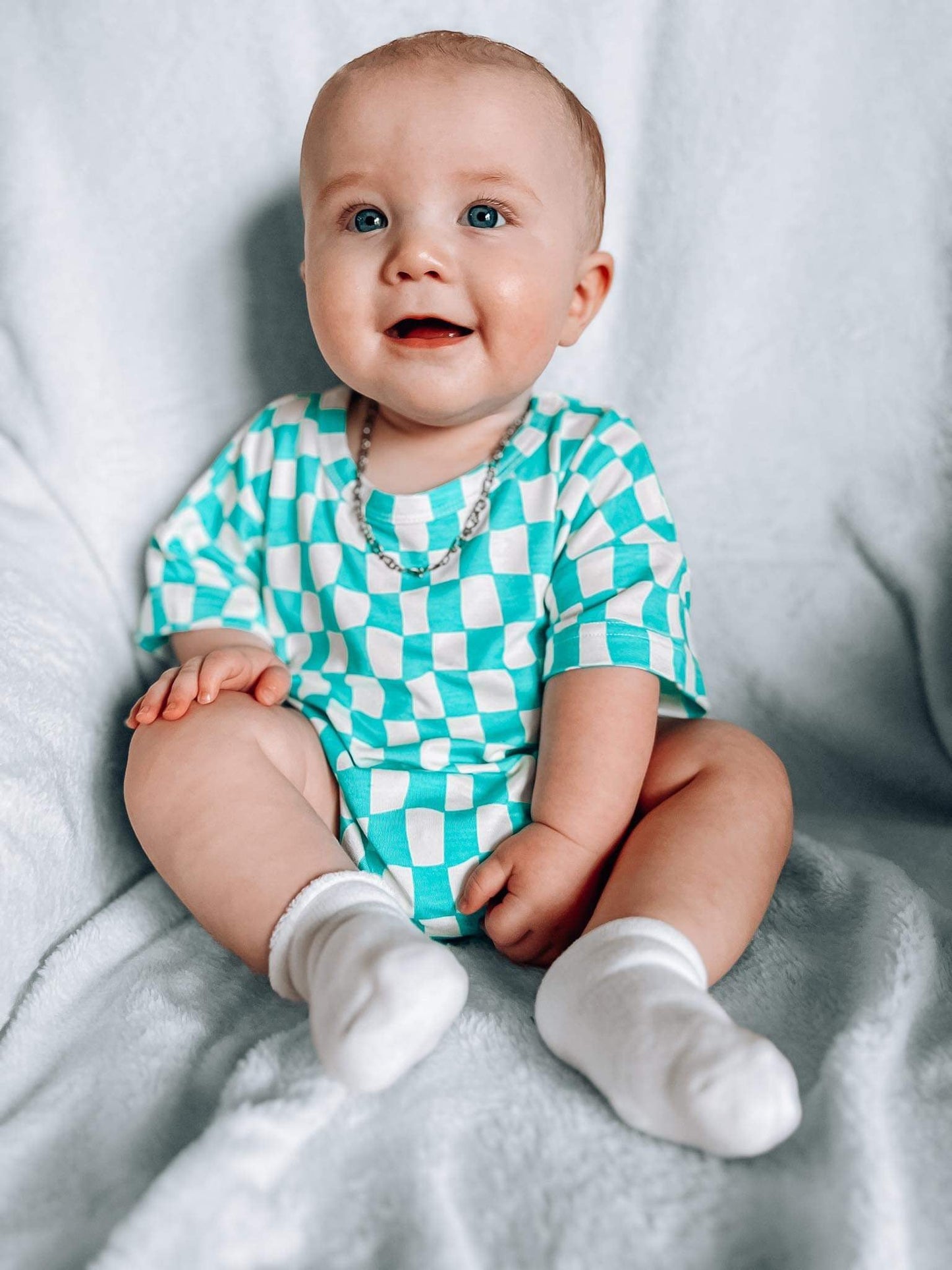 Wavy Checks Oversized Bamboo Romper