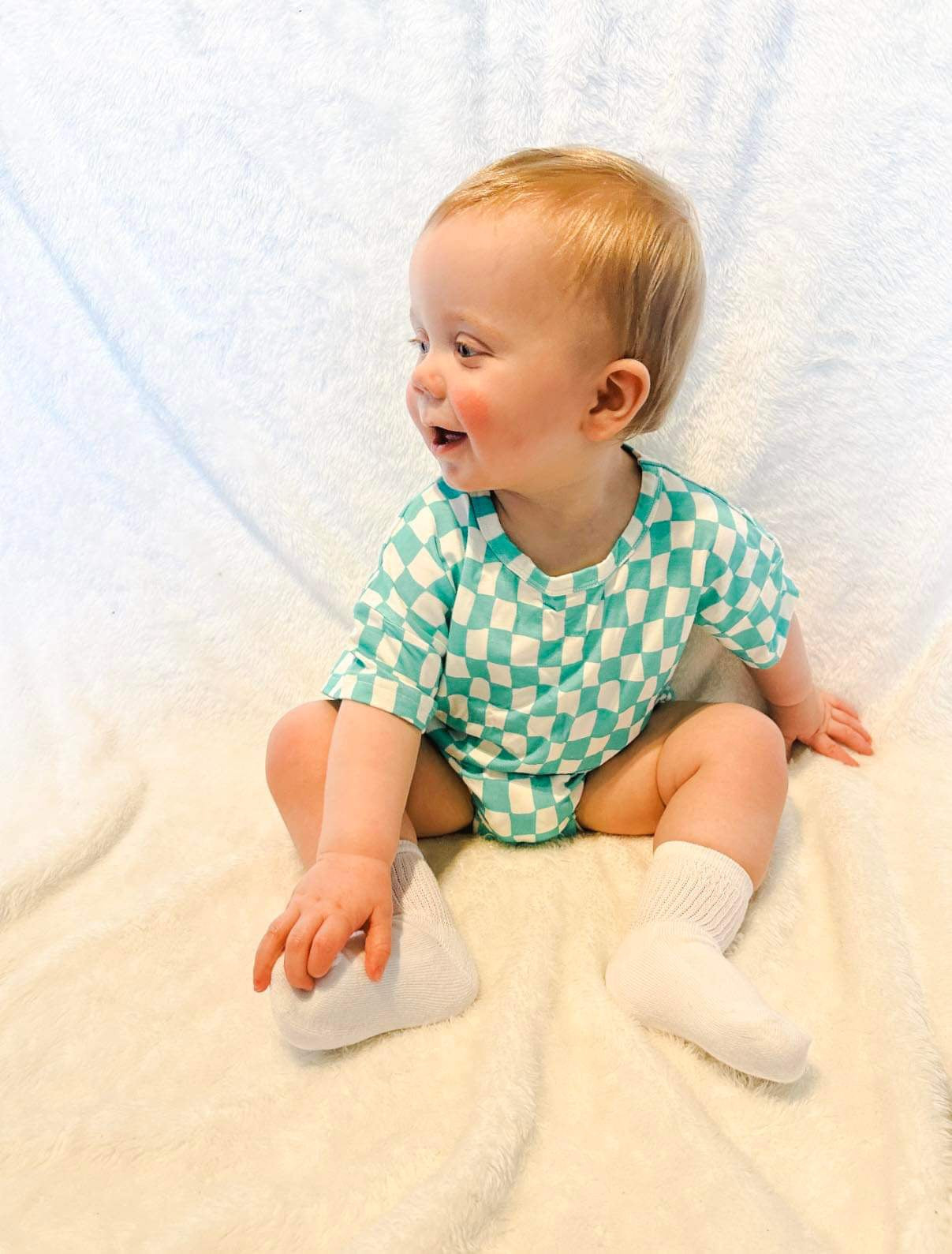 Wavy Checks Oversized Bamboo Romper