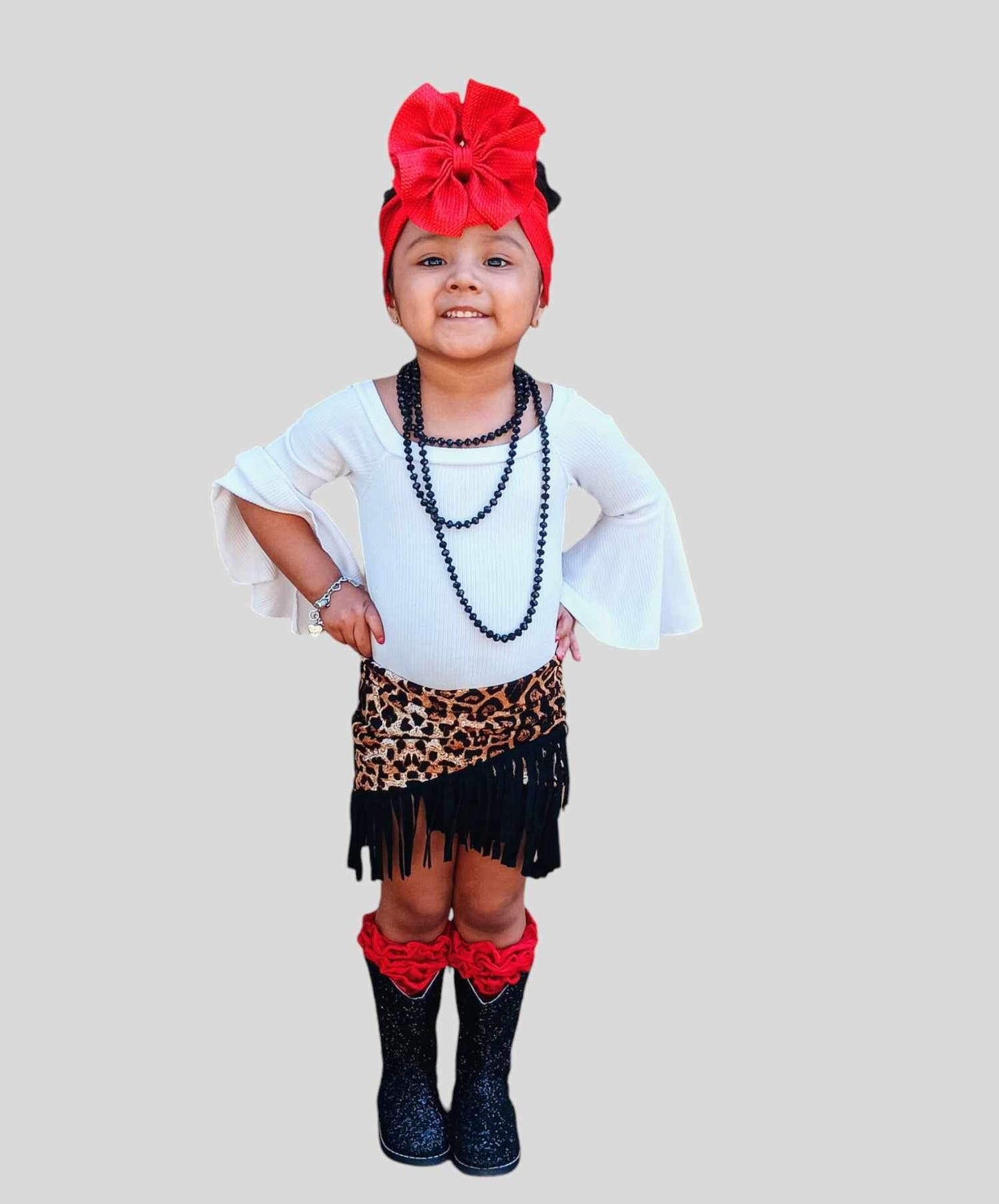 Youth 10/12 Cheetah Fringe Skirt (FINAL SALE)