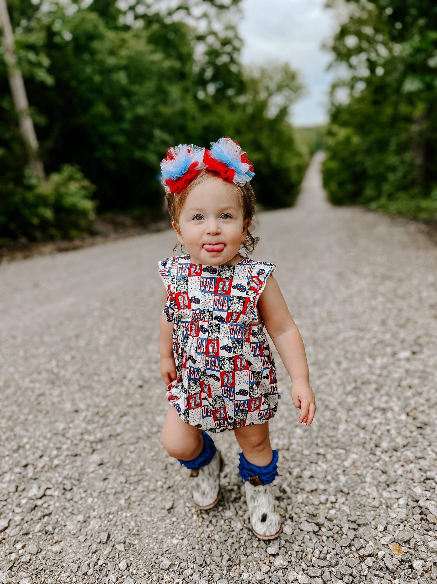 Western USA Ruffle Bamboo Romper