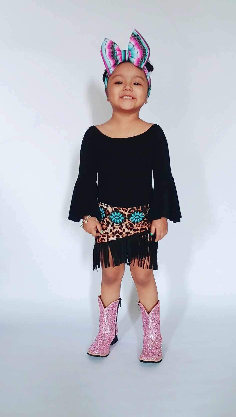 Youth 10/12 Cheetah Fringe Skirt (FINAL SALE)