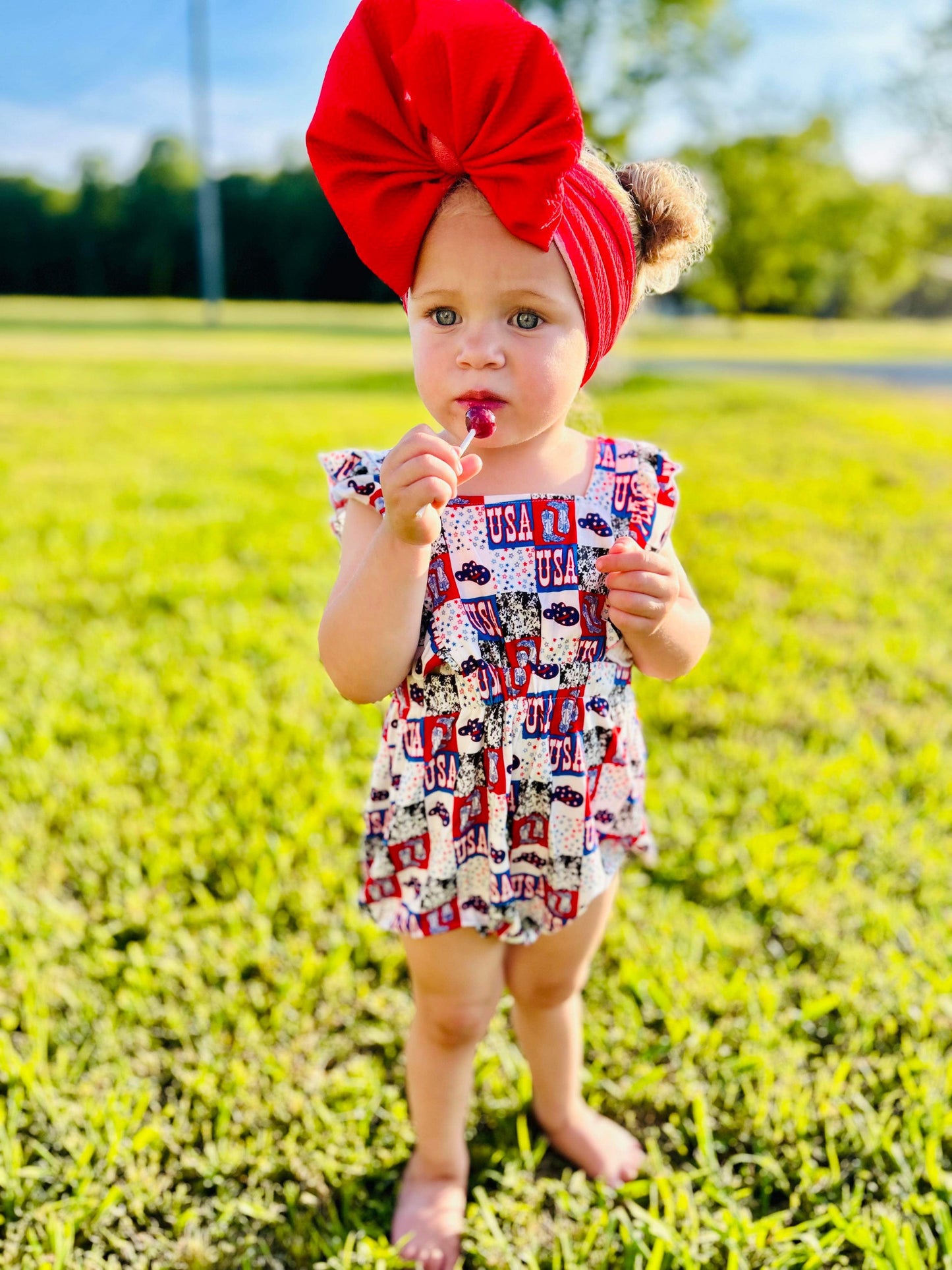 Western USA Ruffle Bamboo Romper