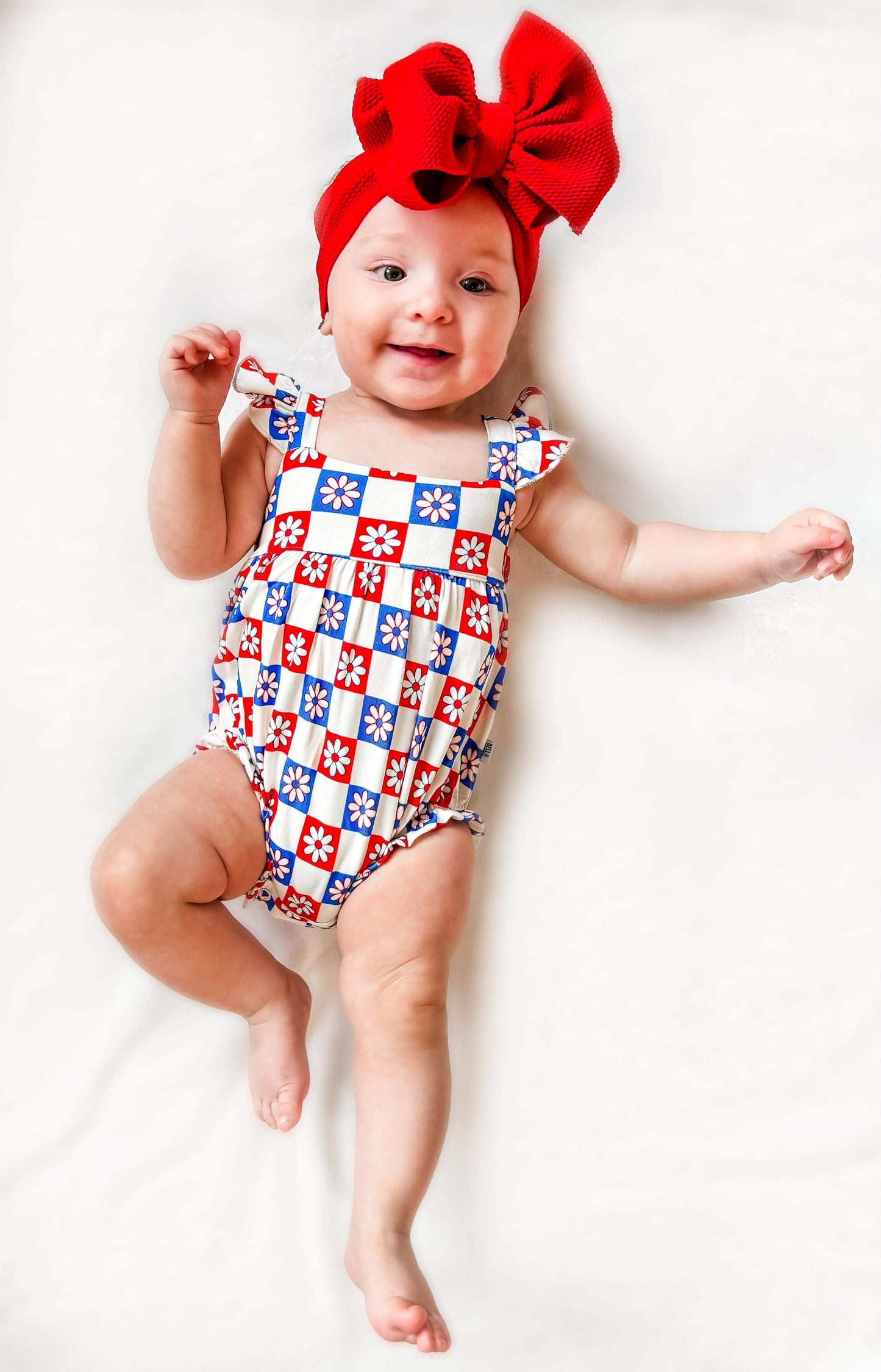 Patriotic Checkered Bamboo Romper