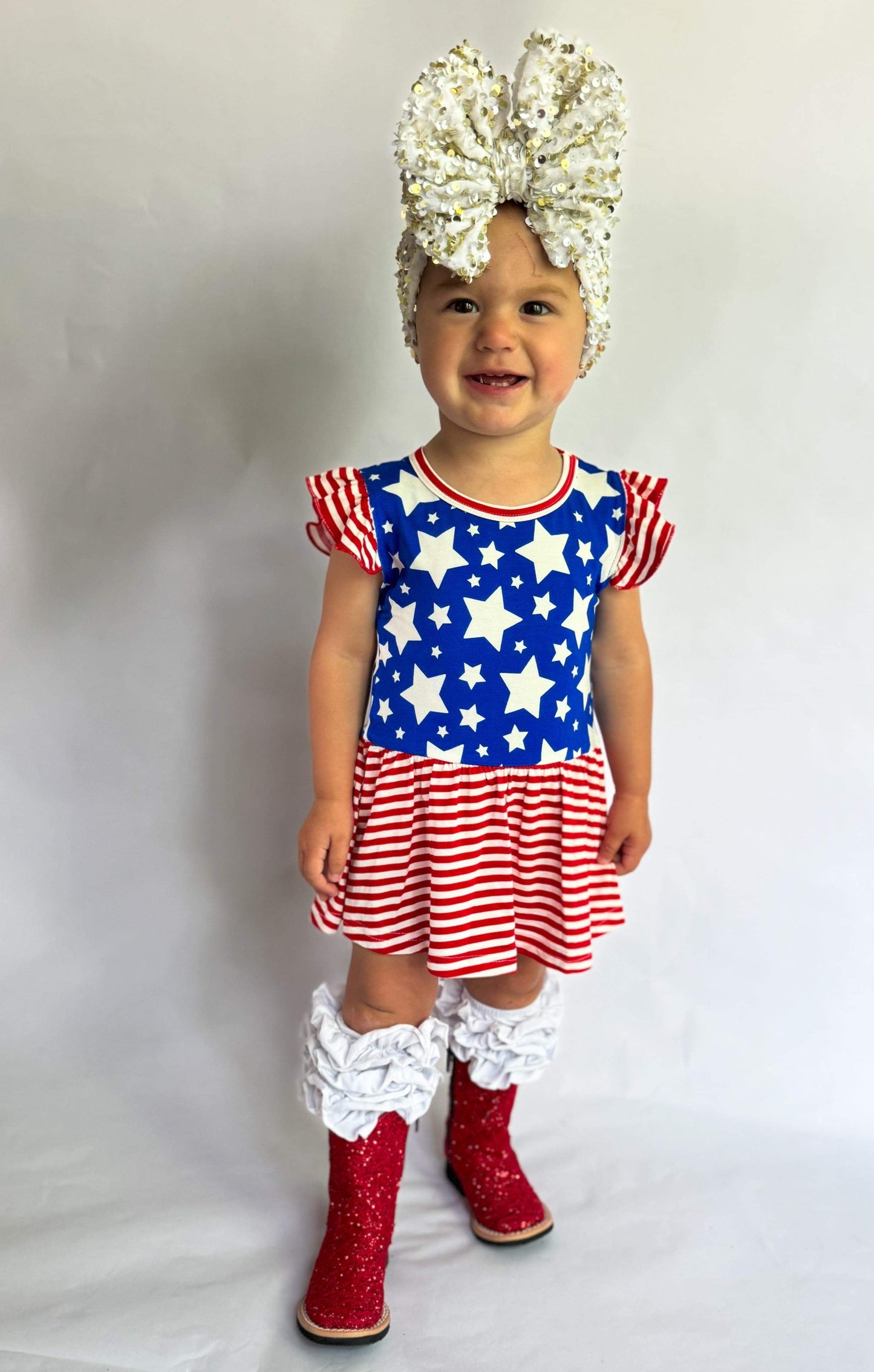 Star Spangled Cutie Bamboo Skirted Romper