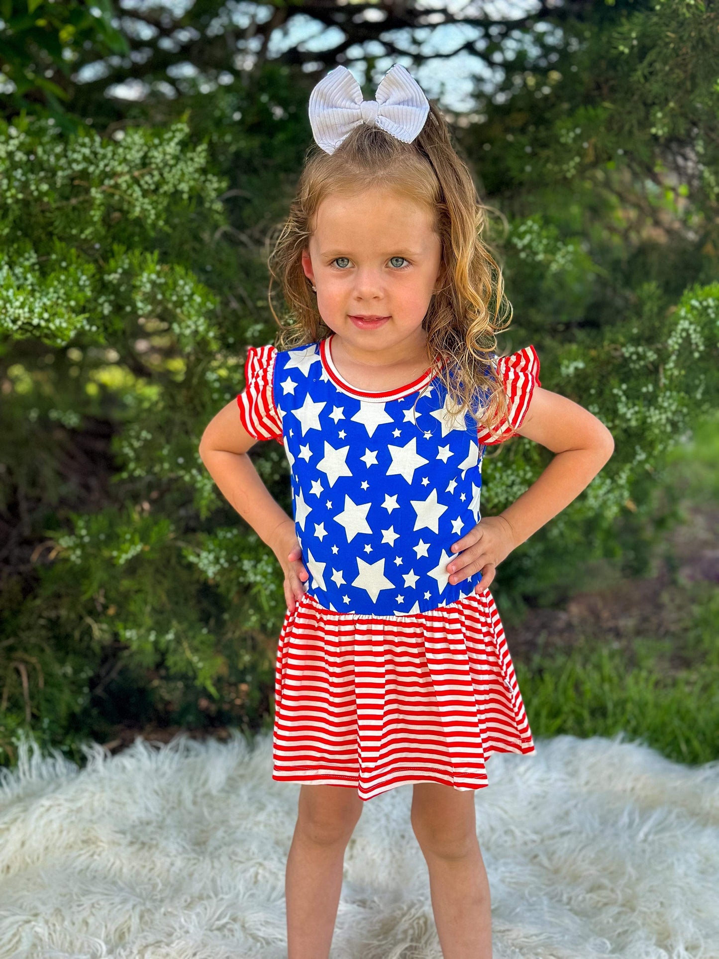 Star Spangled Cutie Bamboo Skirted Romper