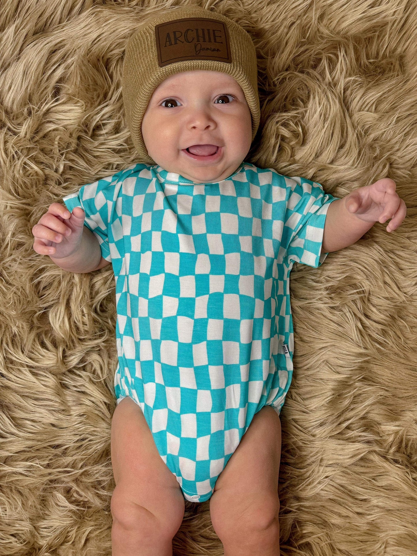 Wavy Checks Oversized Bamboo Romper