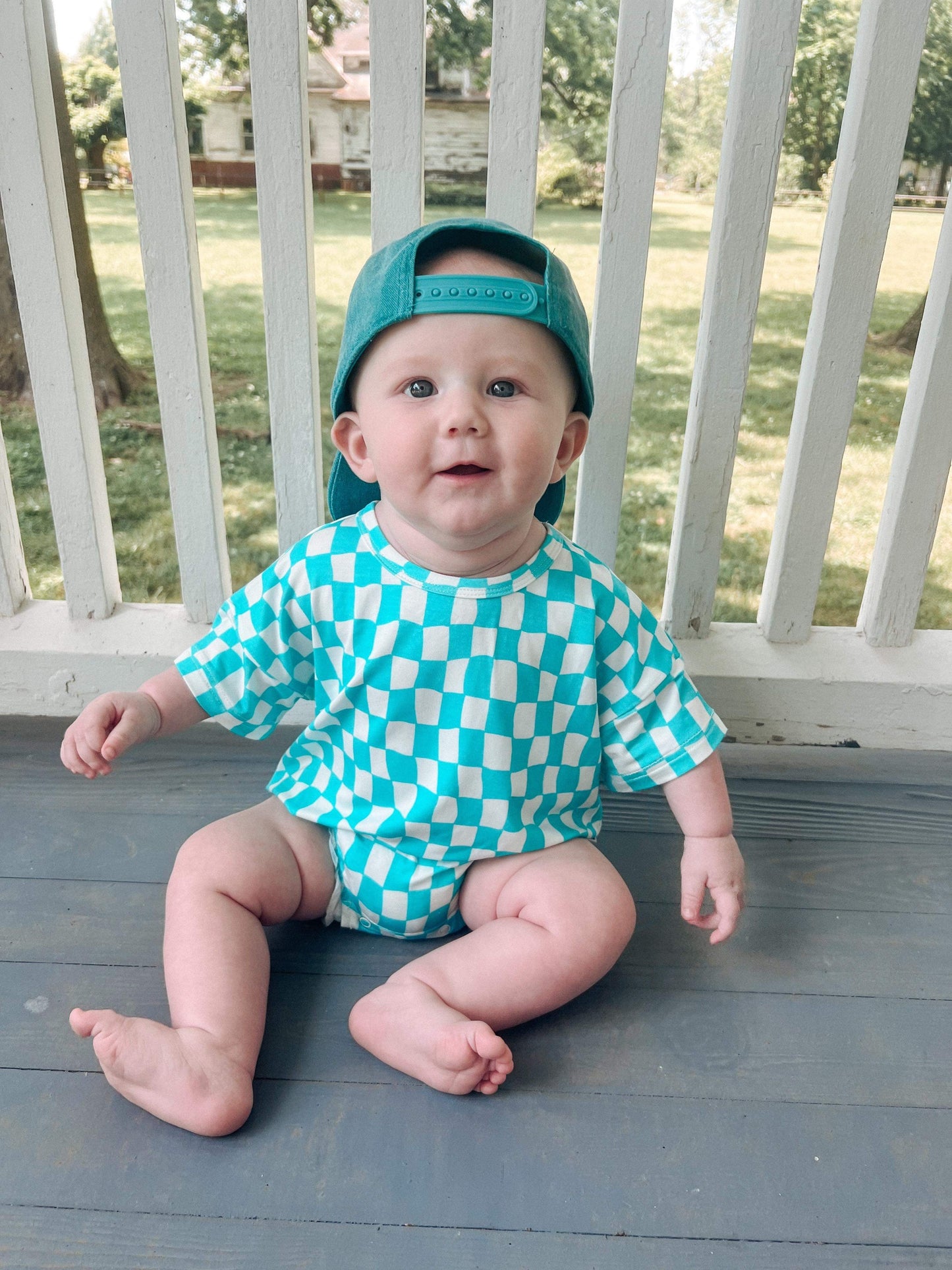 Wavy Checks Oversized Bamboo Romper