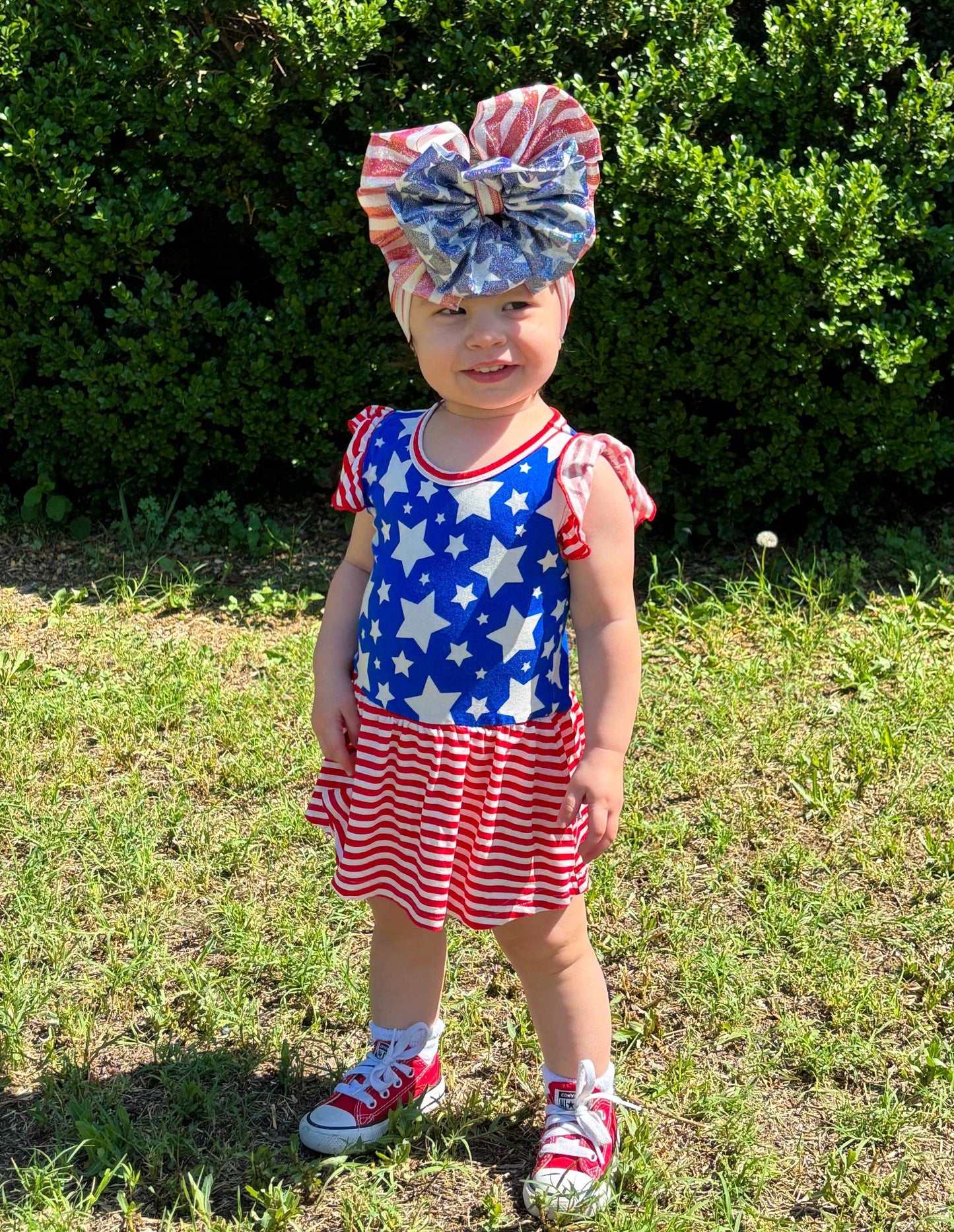 Star Spangled Cutie Bamboo Skirted Romper