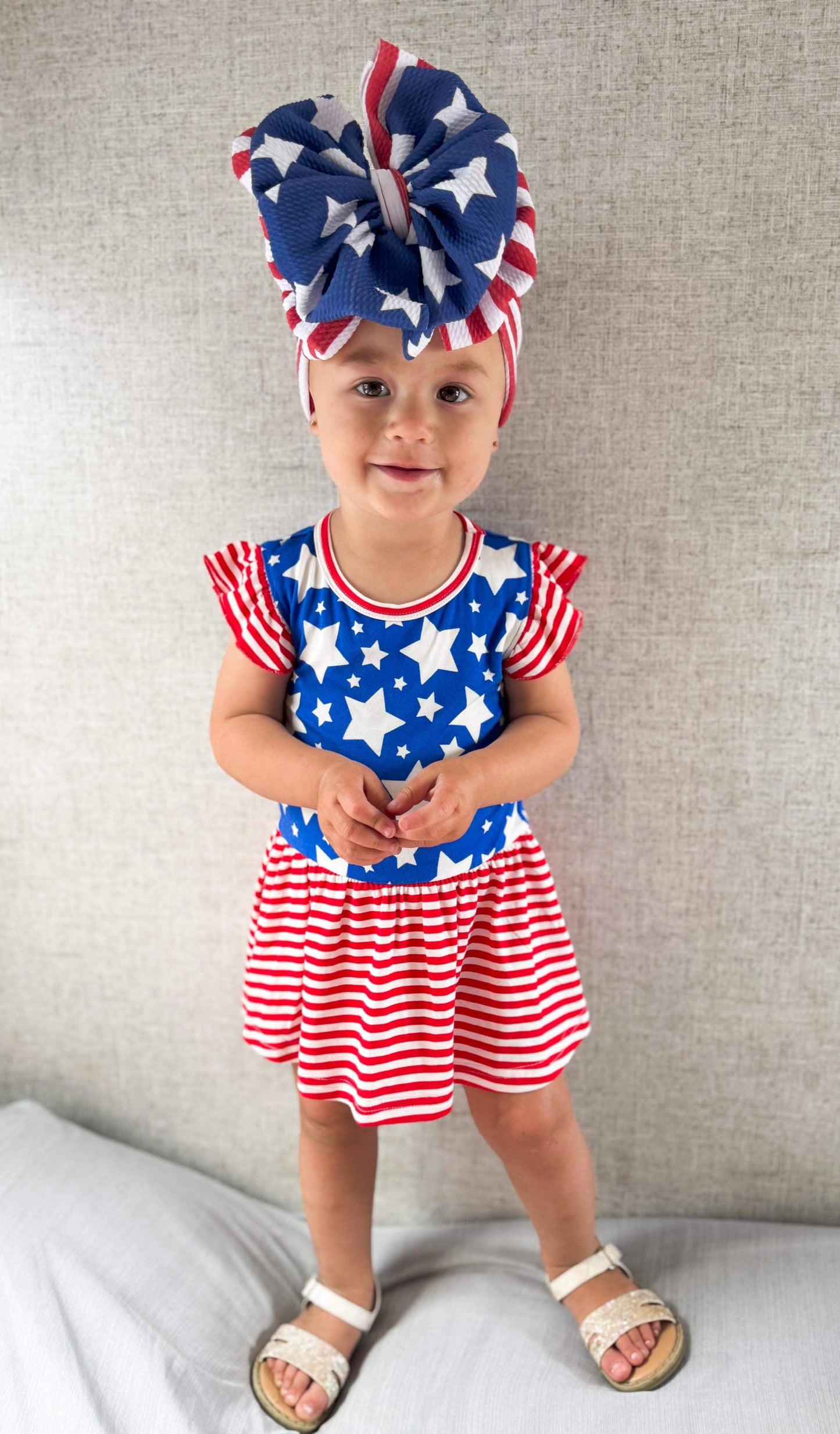 Star Spangled Cutie Bamboo Skirted Romper