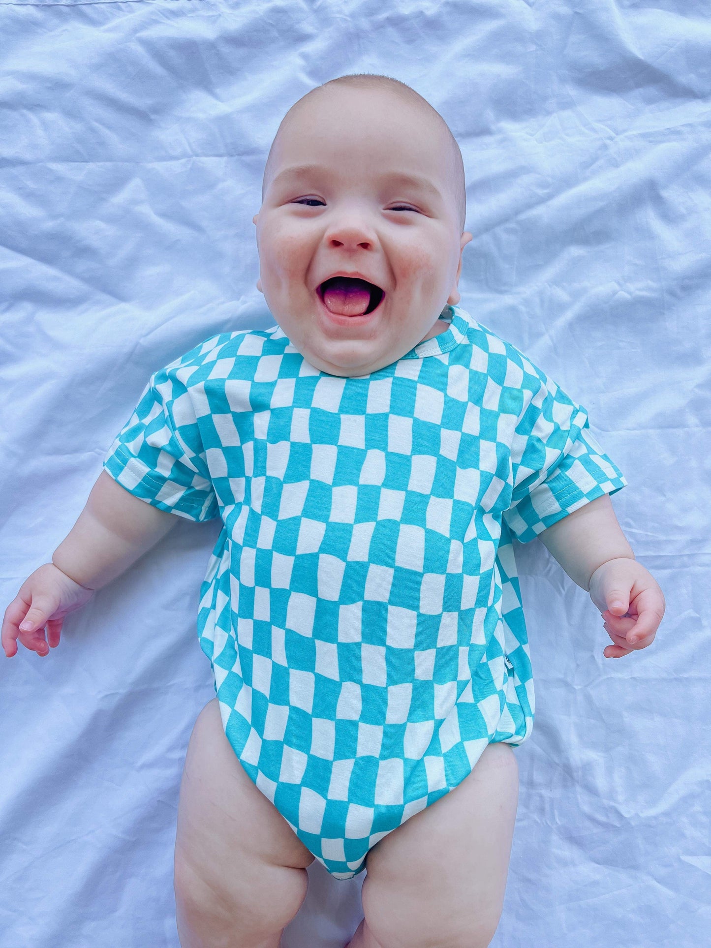 Wavy Checks Oversized Bamboo Romper