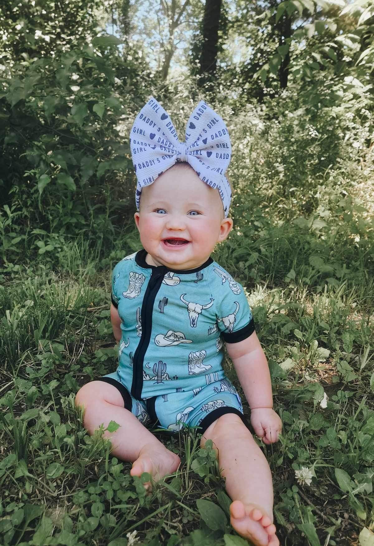 Teal Wild West Bamboo Shortie Romper