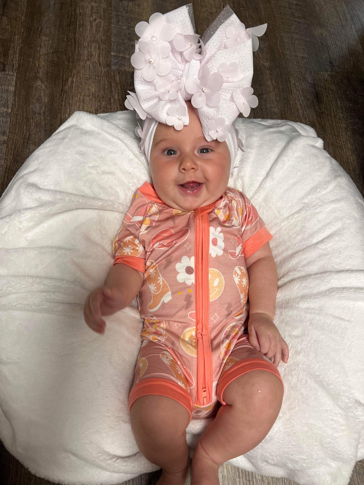 Peach Cowgirl Bamboo Shortie Romper