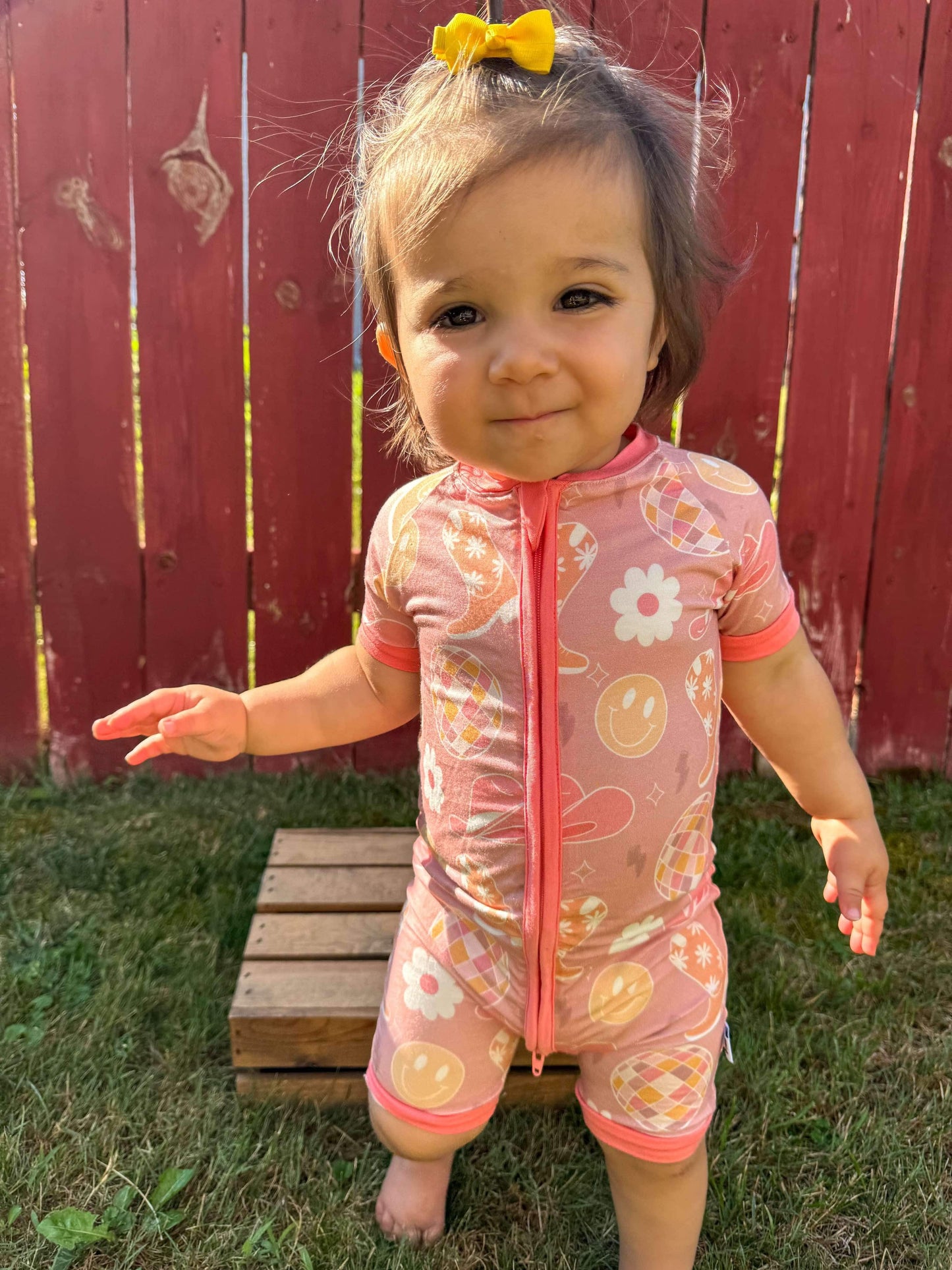 Peach Cowgirl Bamboo Shortie Romper