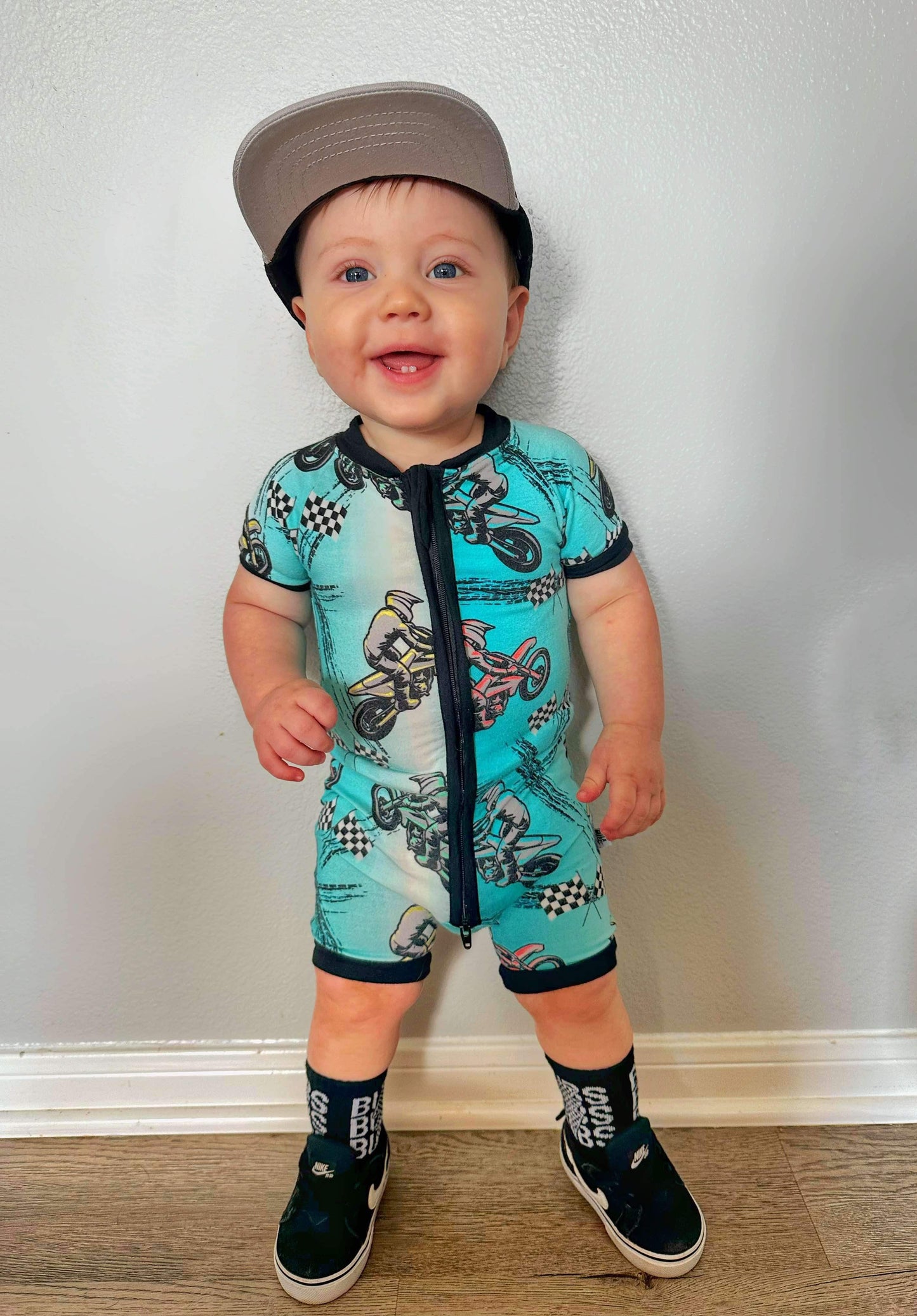 Dirt bike Bamboo Shortie Romper