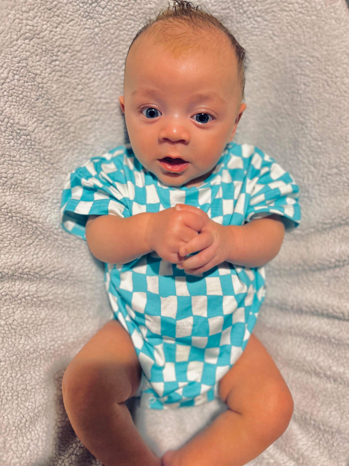 Wavy Checks Oversized Bamboo Romper