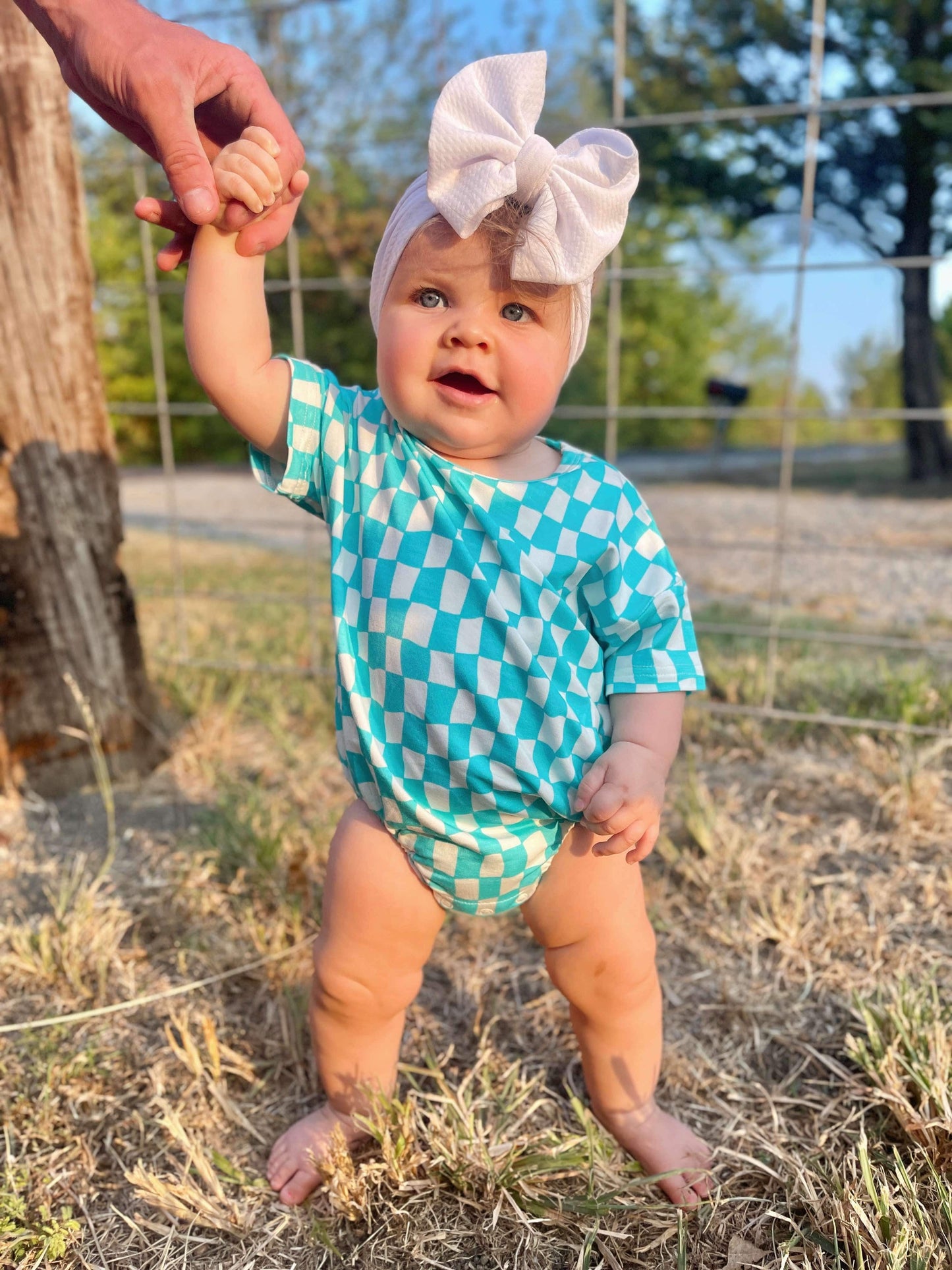 Wavy Checks Oversized Bamboo Romper