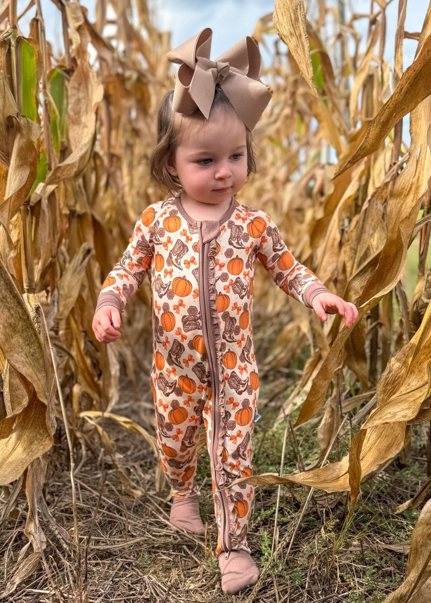 Howdy Pumpkin Ruffled Bamboo Sleeper