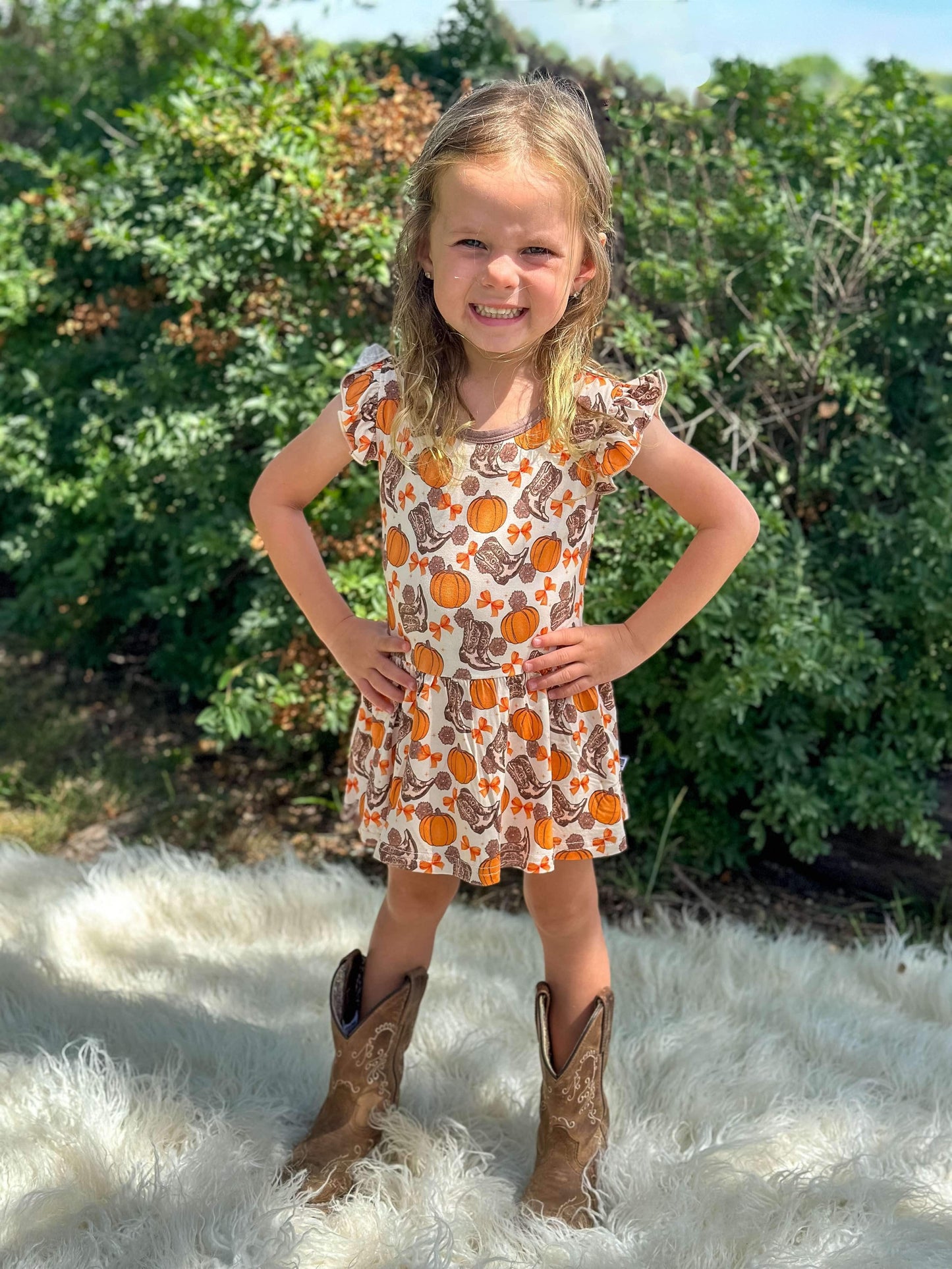 Howdy Pumpkin Bamboo Skirted Romper