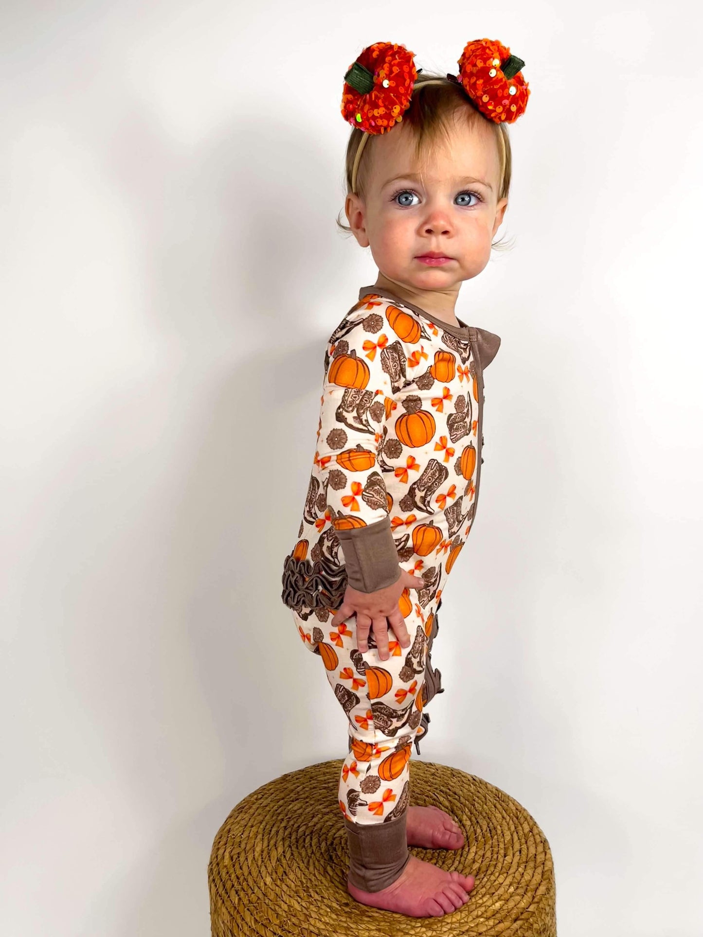 Howdy Pumpkin Ruffled Bamboo Sleeper