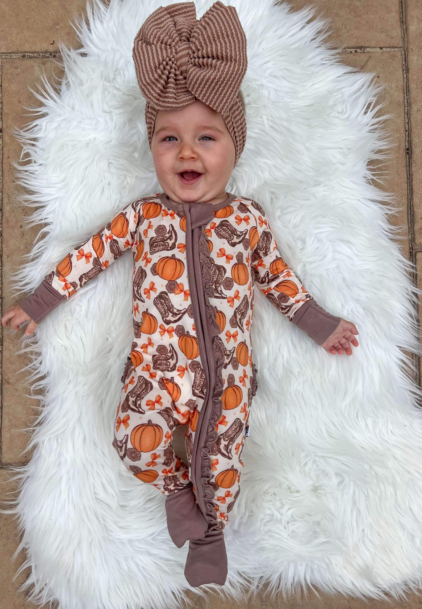 Howdy Pumpkin Ruffled Bamboo Sleeper